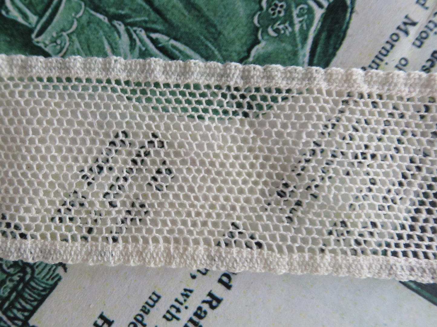 Ecru English Nottingham Lace- Plain Net Insertion- 2.5 cm
