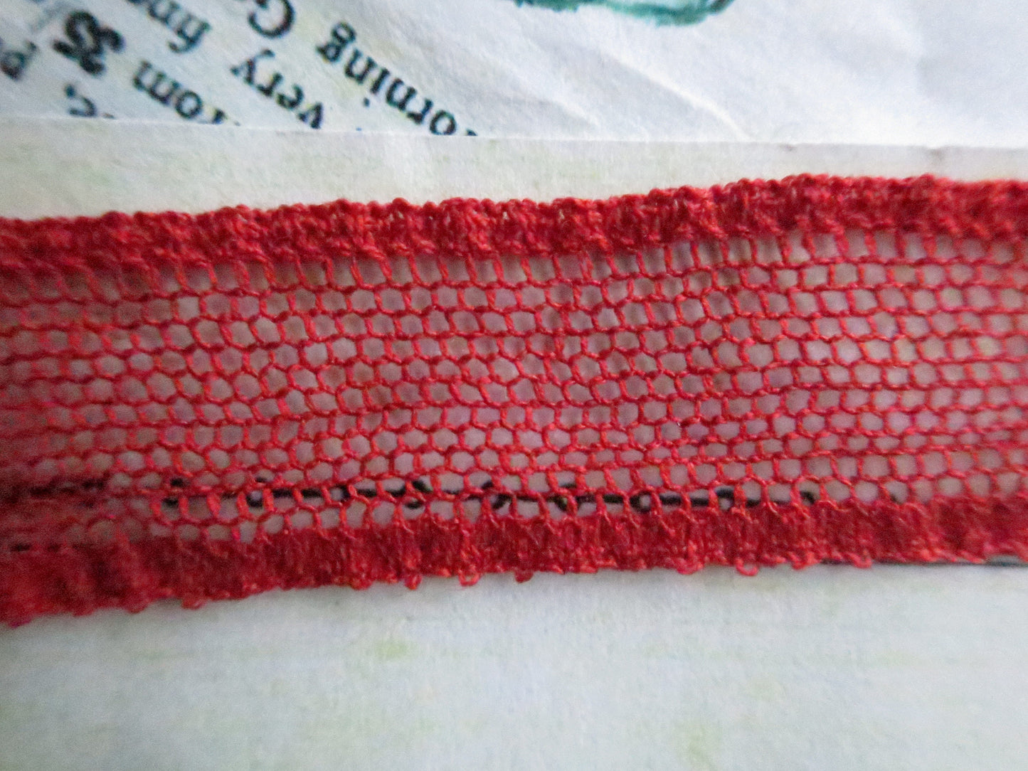 Red English Nottingham Lace- Plain Net Insertion- 1.5 cm