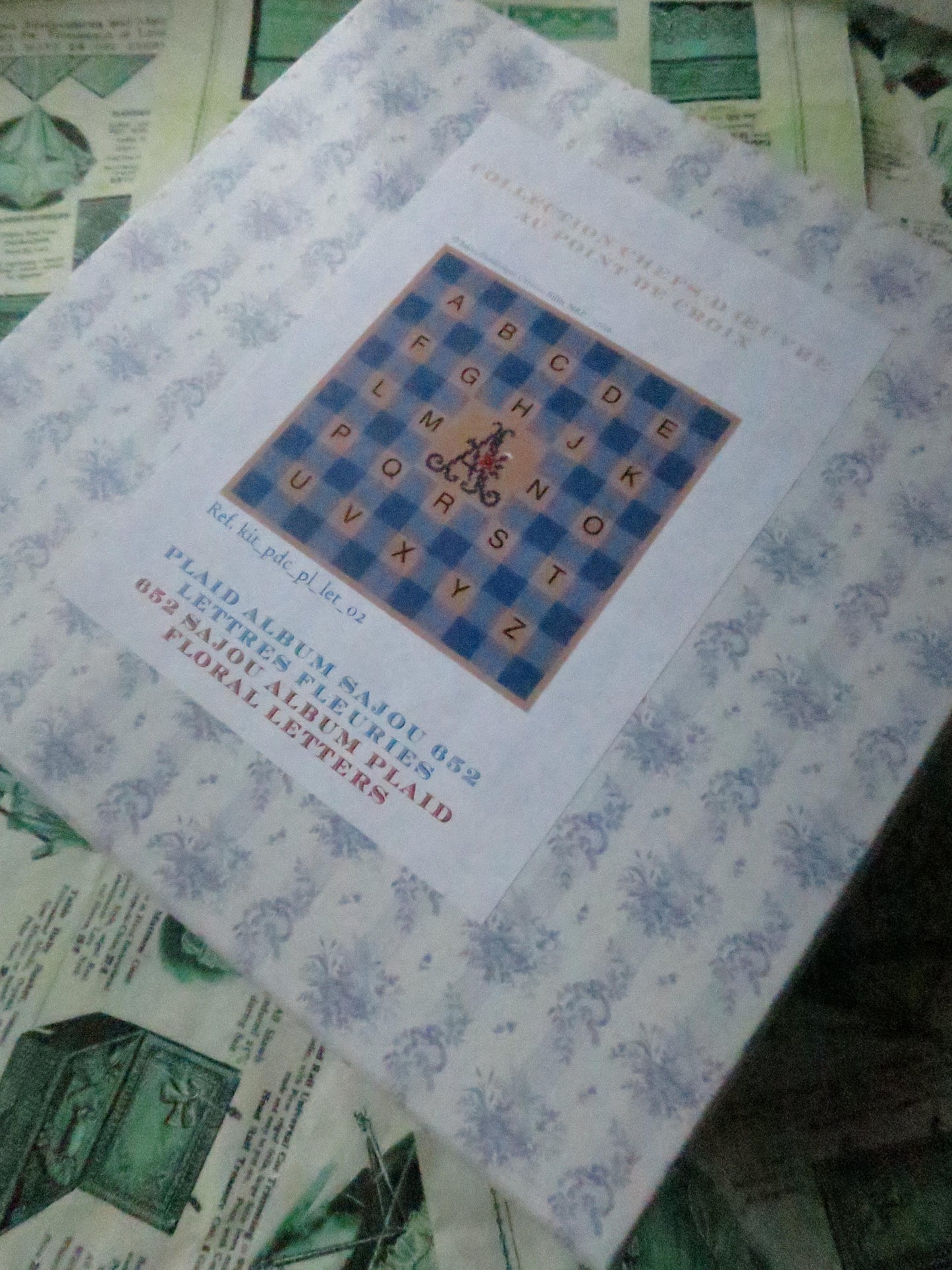 Sajou Gift Box Cross Stitch Boxed Kit- Plaid Linen Throw- Gothic Letters- 651 Sajou Album