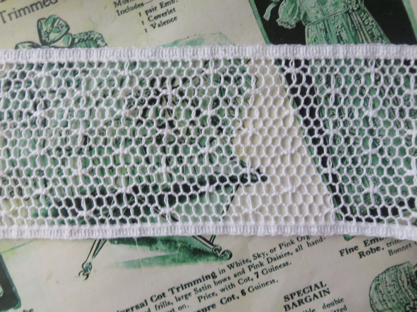 White English Nottingham Cluny Lace- Polka Dot Net- Insertion- 6cm