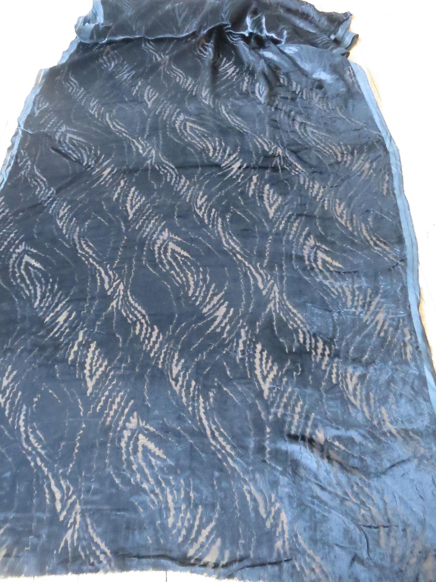 Antique Art Deco Faux Silk Velvet Devore Fabric- 90 x 310 cm
