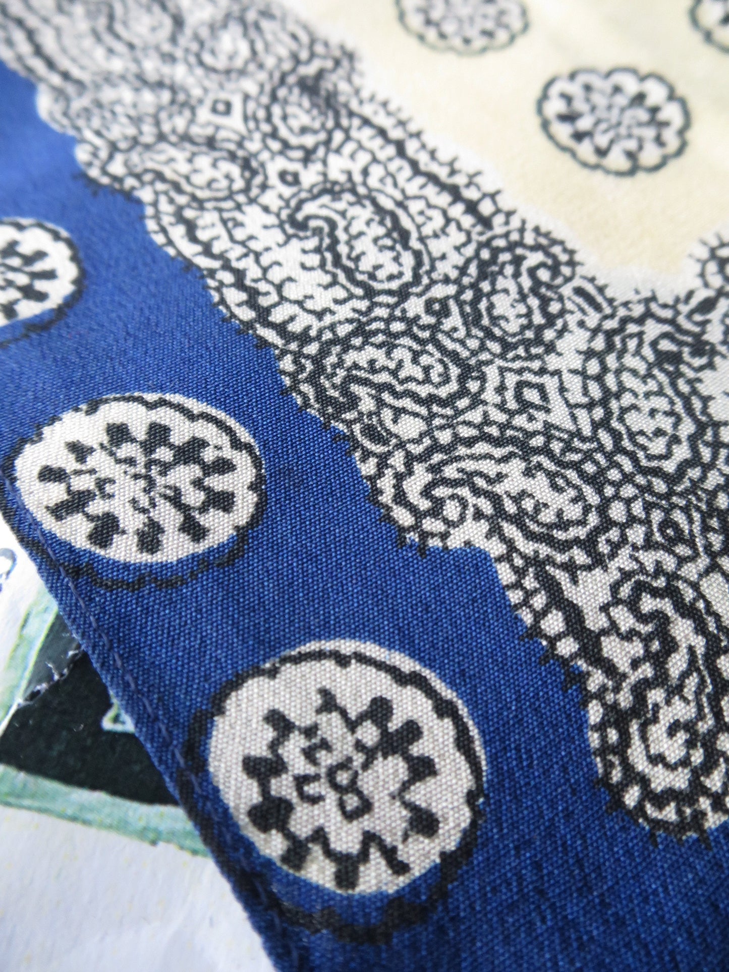 Antique Art Deco Faux Silk Paisley Printed Handkerchief