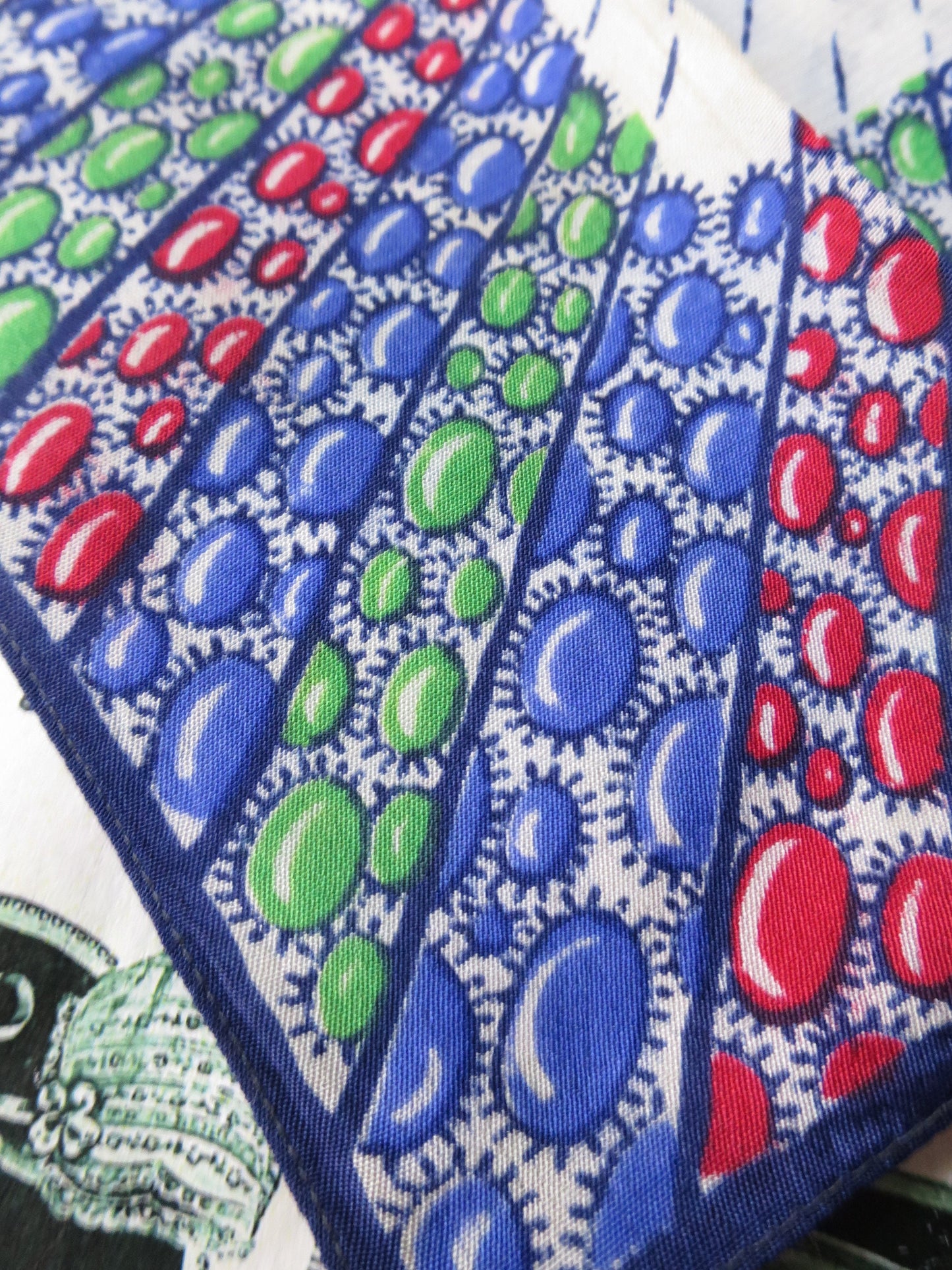 Cheerful Antique Art Deco Faux Silk Printed Handkerchief