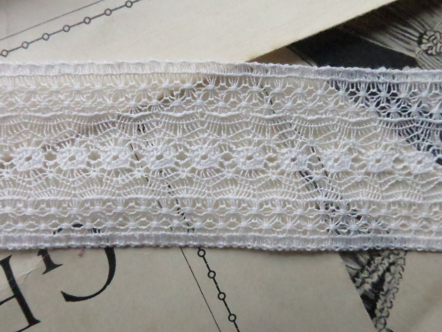 White English Nottingham Lace- Delicate- Insertion- 2.7 cm