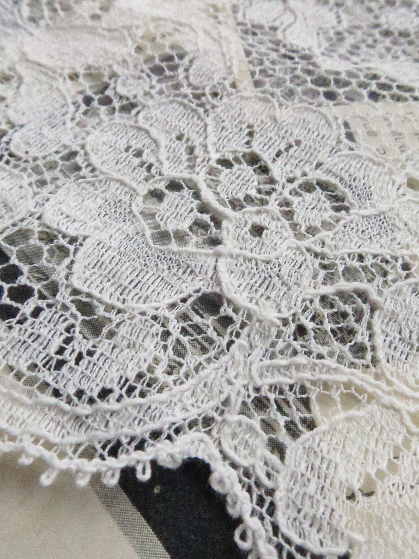 Ecru English Nottingham Lace- Fine Floral Guipure- 9.8 cm