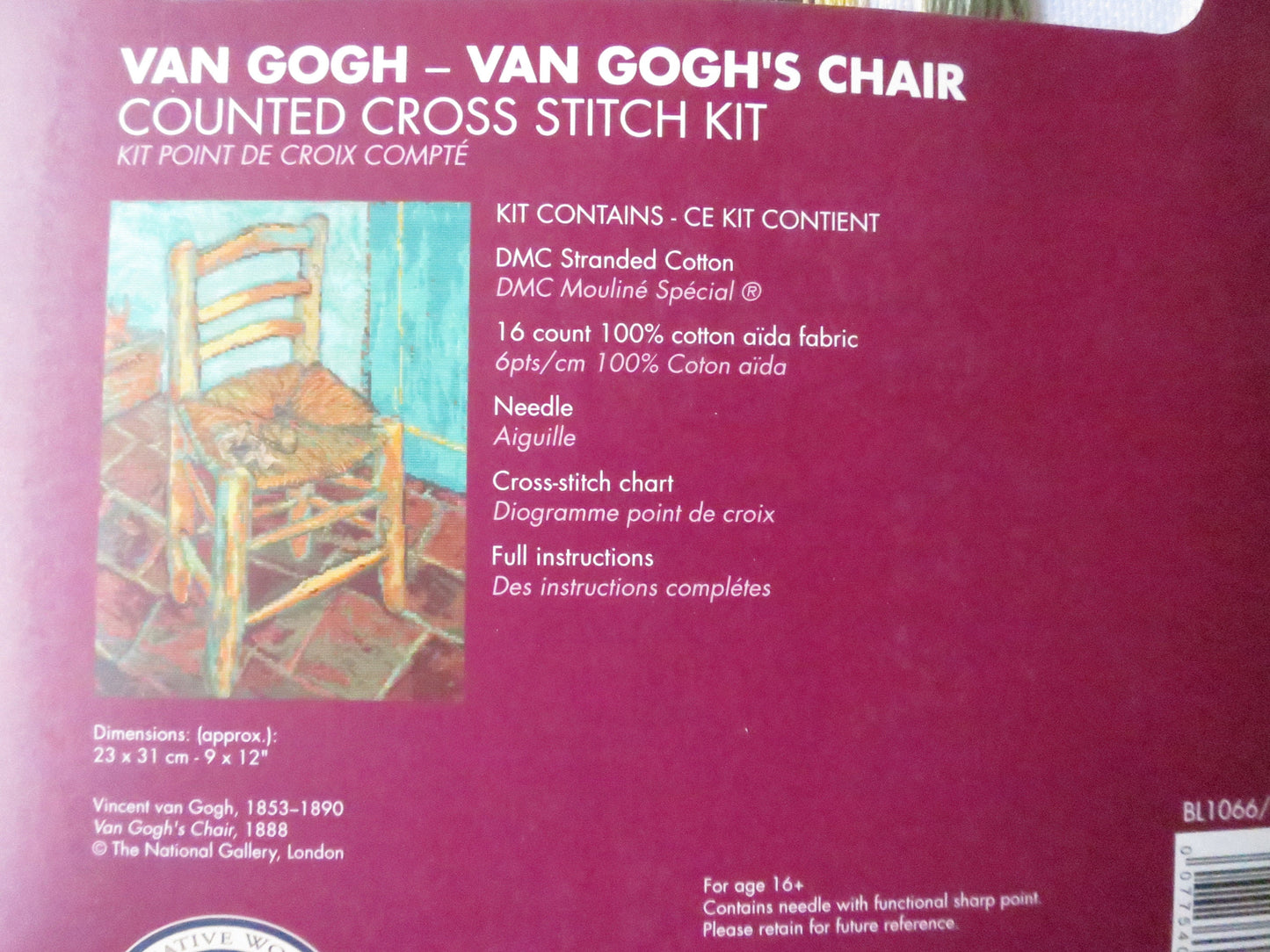 The National Gallery 'Van Gogh's Chair' Van Gogh- Cross Stitch Embroidery Kit