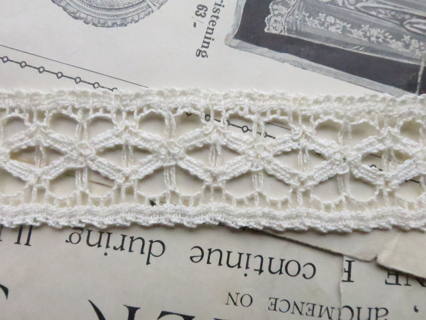 Ecru English Nottingham Cluny Lace- Lattice- Insertion- 2.3 cm