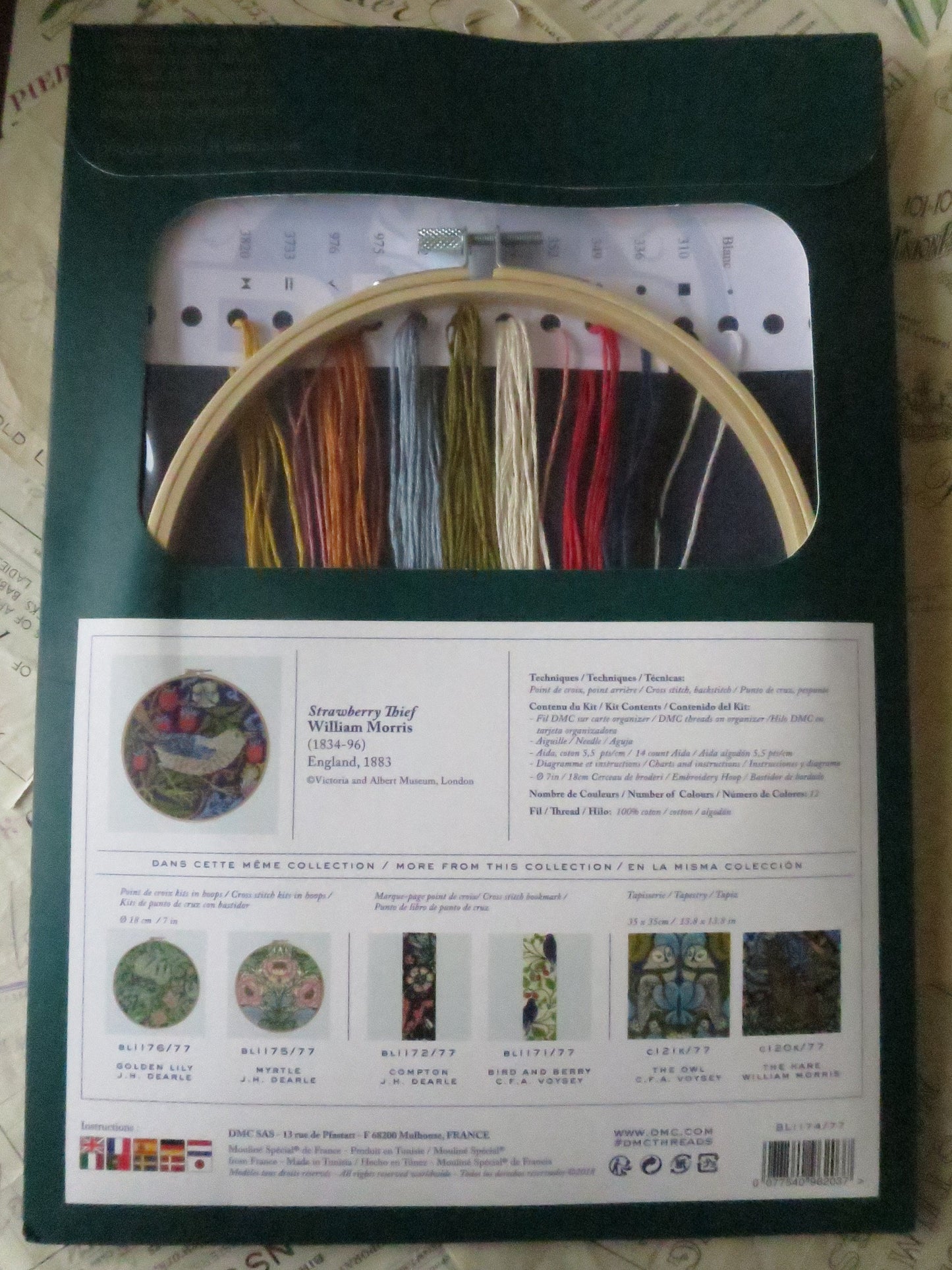 V&A William Morris 'The Strawberry Thief' Hoop Cross Stitch Embroidery Kit