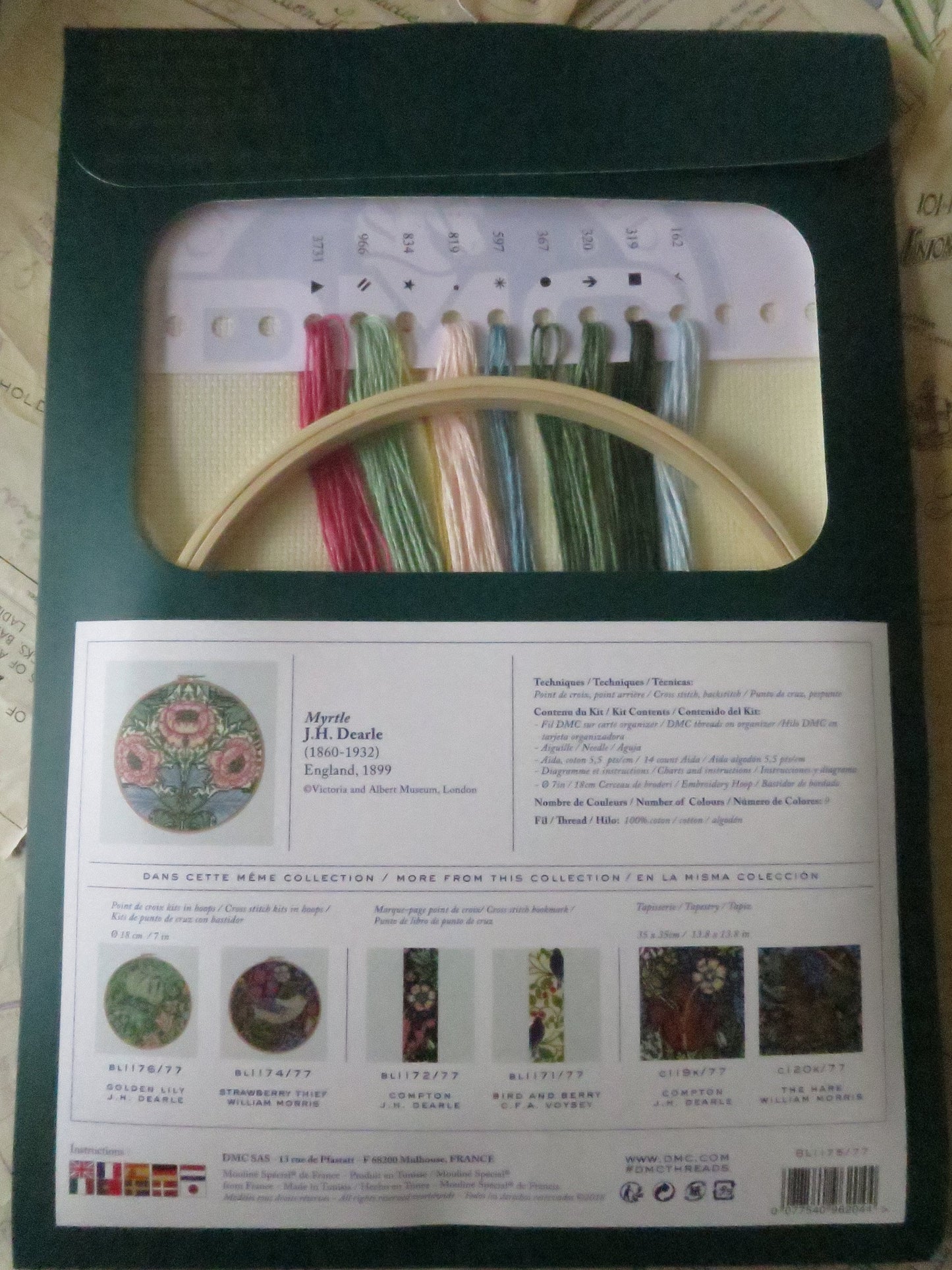 V&A J H Dearl 'Myrtle' Hoop Cross Stitch Embroidery Kit