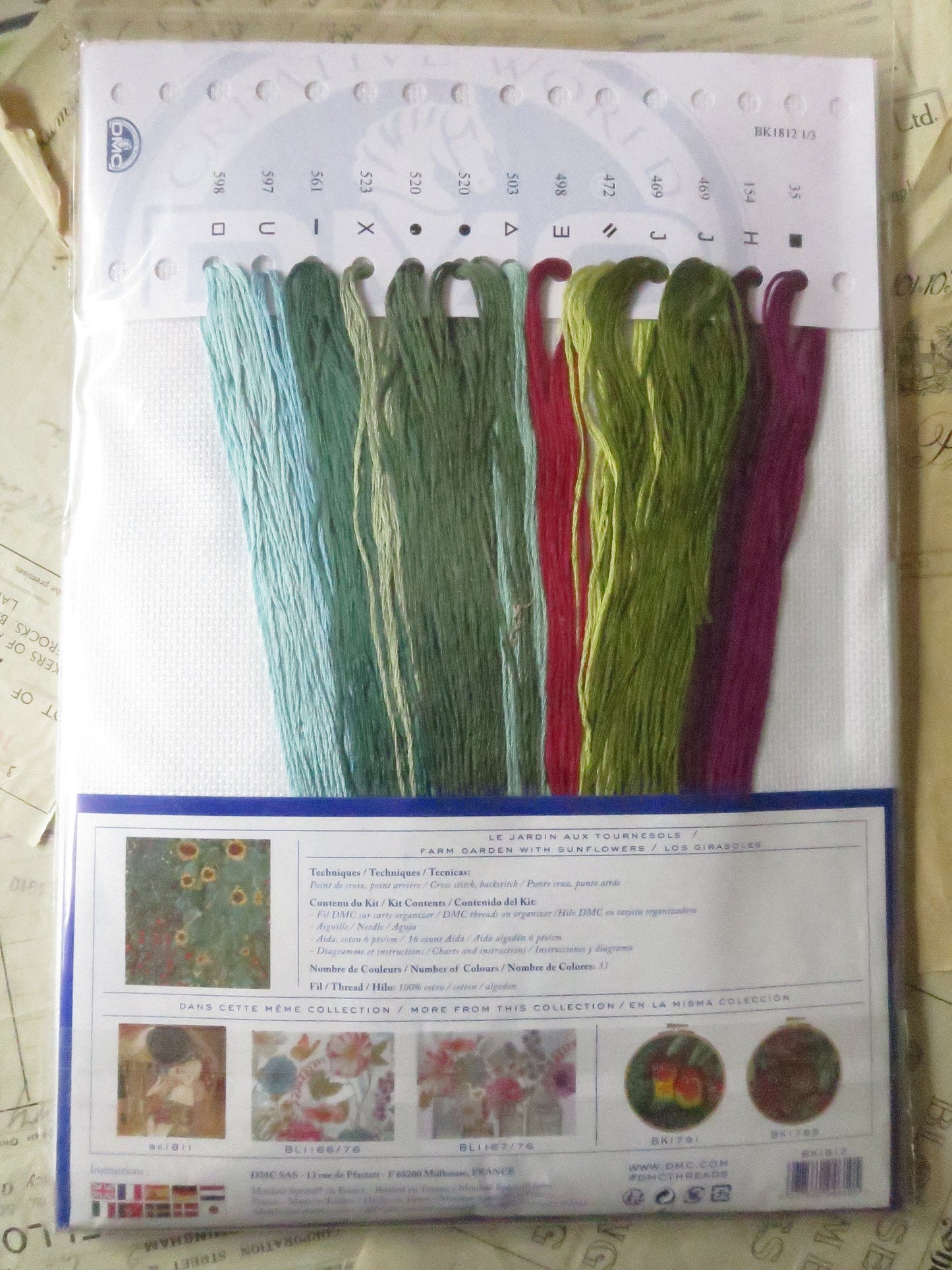 Gustav Klimt- Farm Garden With Sunflowers Cross Stitch Embroidery Kit