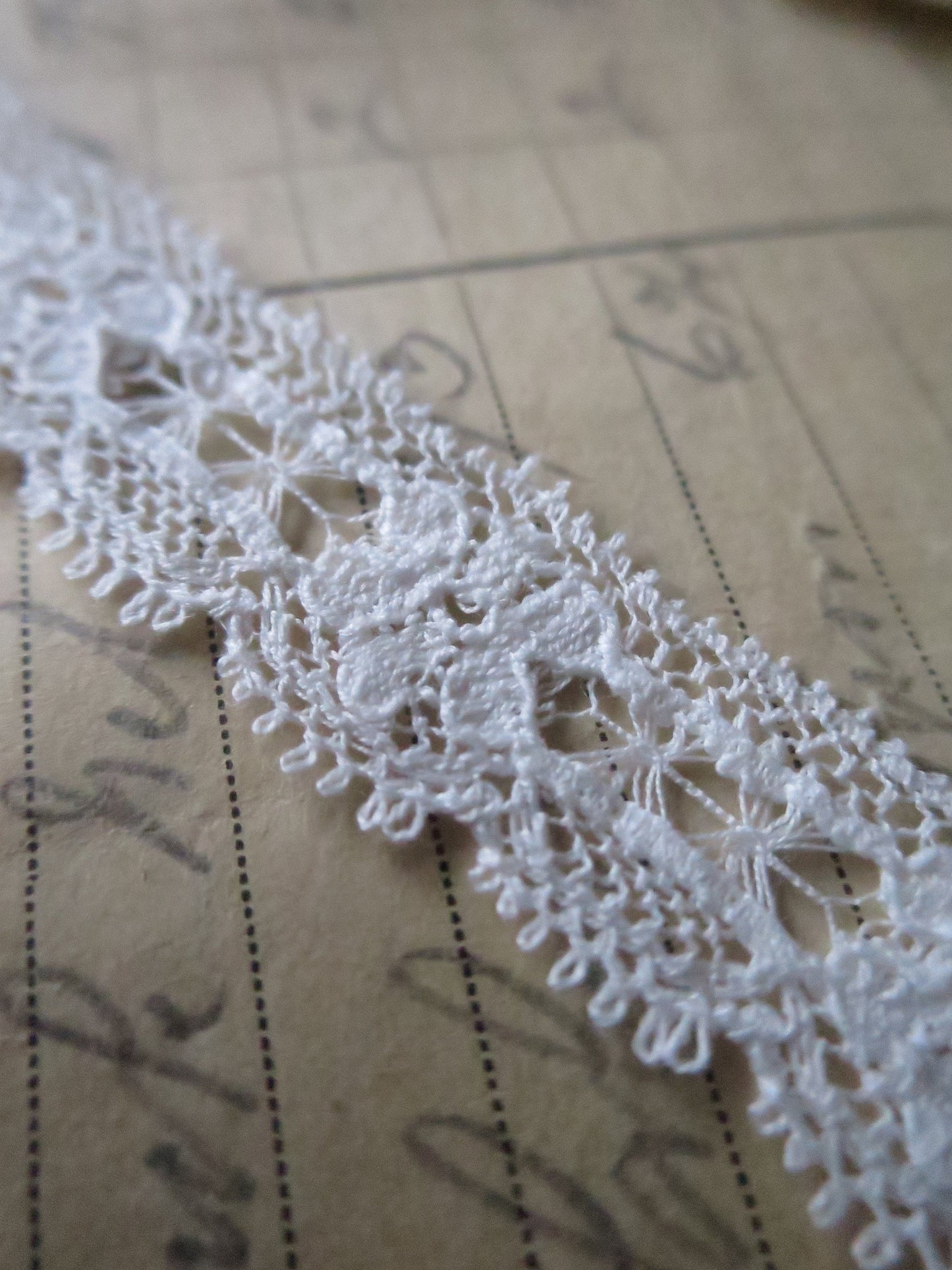 Off White English Nottingham Lace- Floral & Openwork Point Lace- 1.7 cm