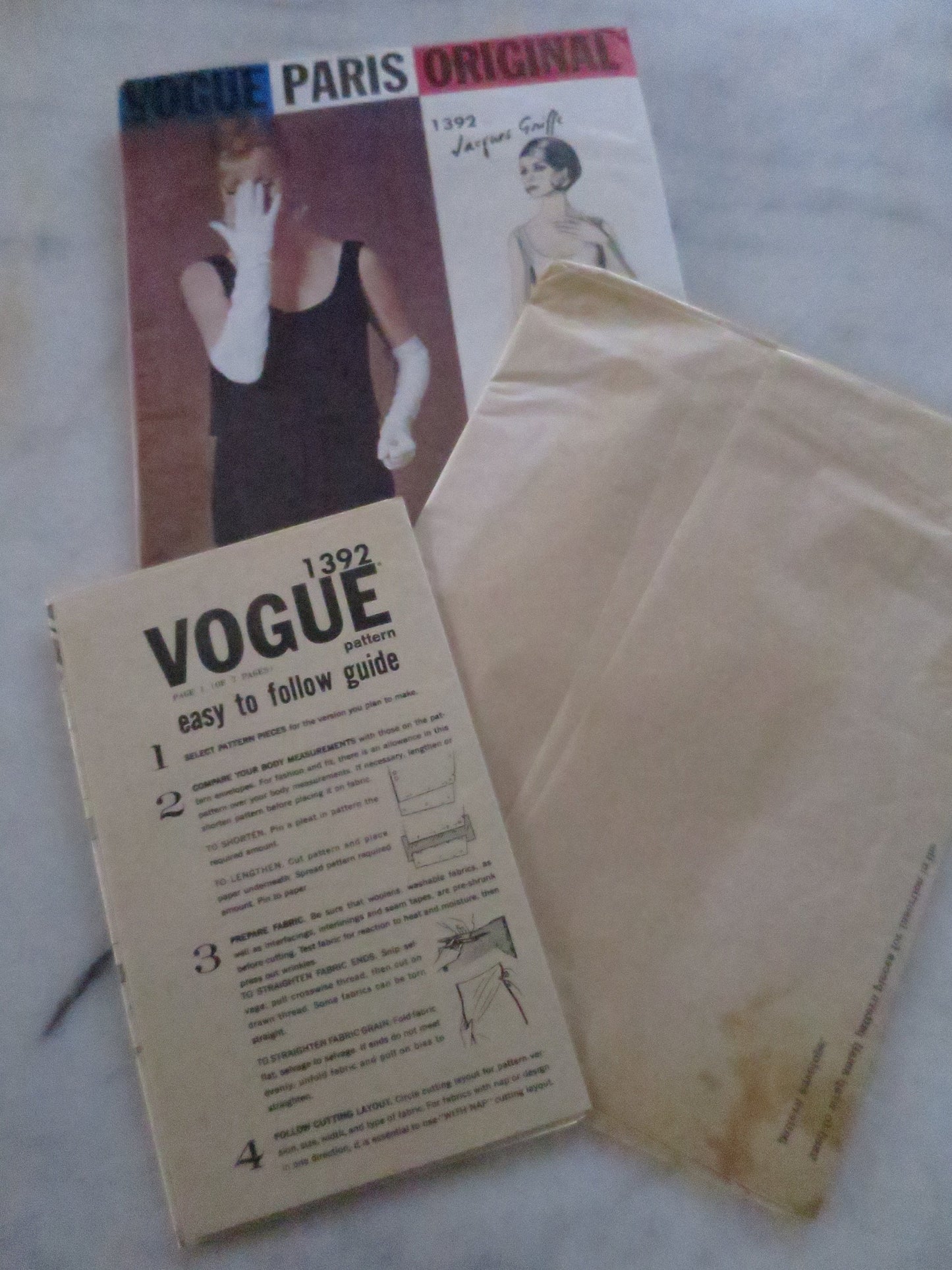 Uncut Vintage 1960's Vogue Couturier Design Pattern 1392- Jaques Griffe Evening Dress & Overblouse- Size 16 Bust 36