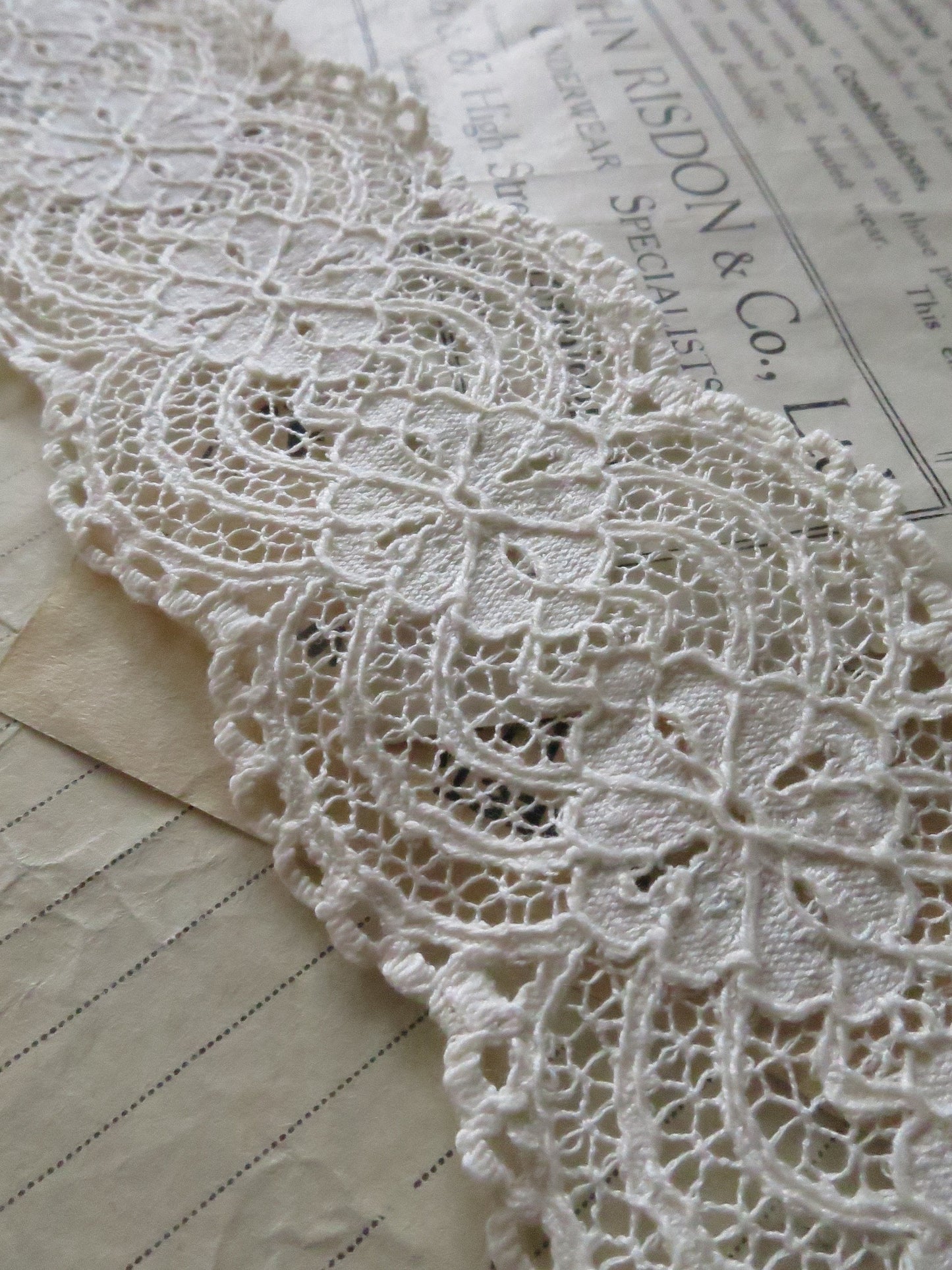 Ecru English Nottingham Lace- Raised Floral- Galloon- 5.5 cm