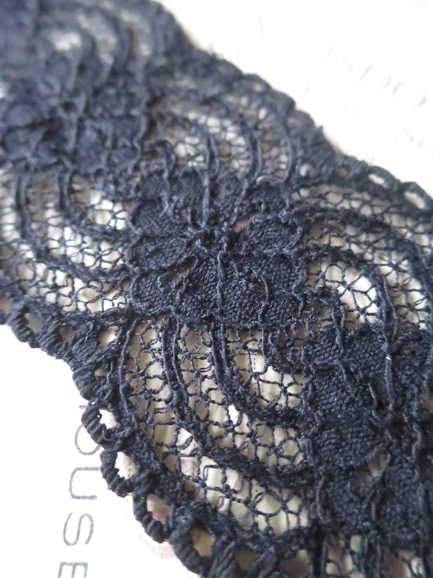 Black English Nottingham Lace- Raised Floral- Galloon- 5.5 cm