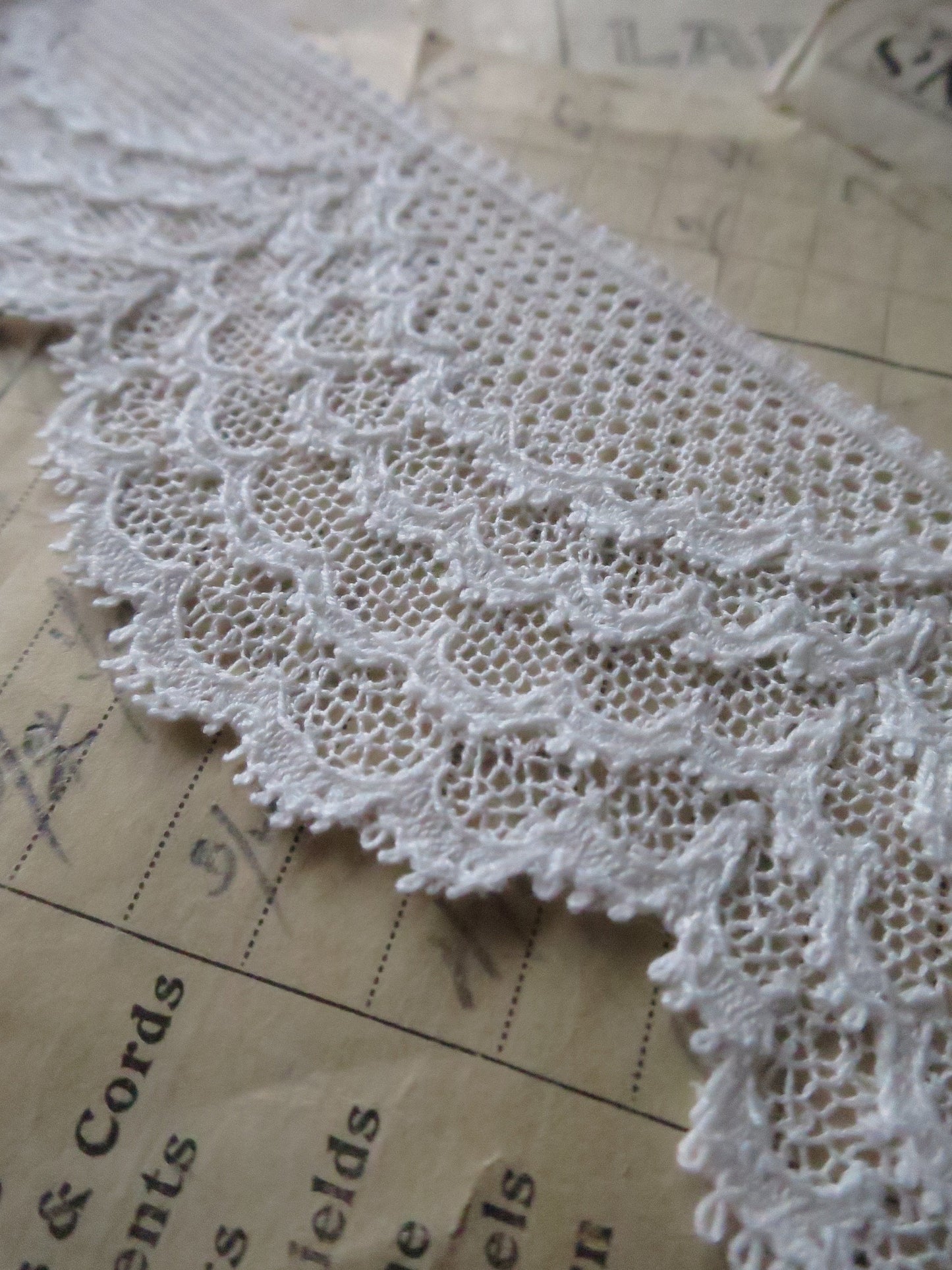 Off White English Nottingham Lace- Frothy Triple Swags Point Lace- 5.5 cm