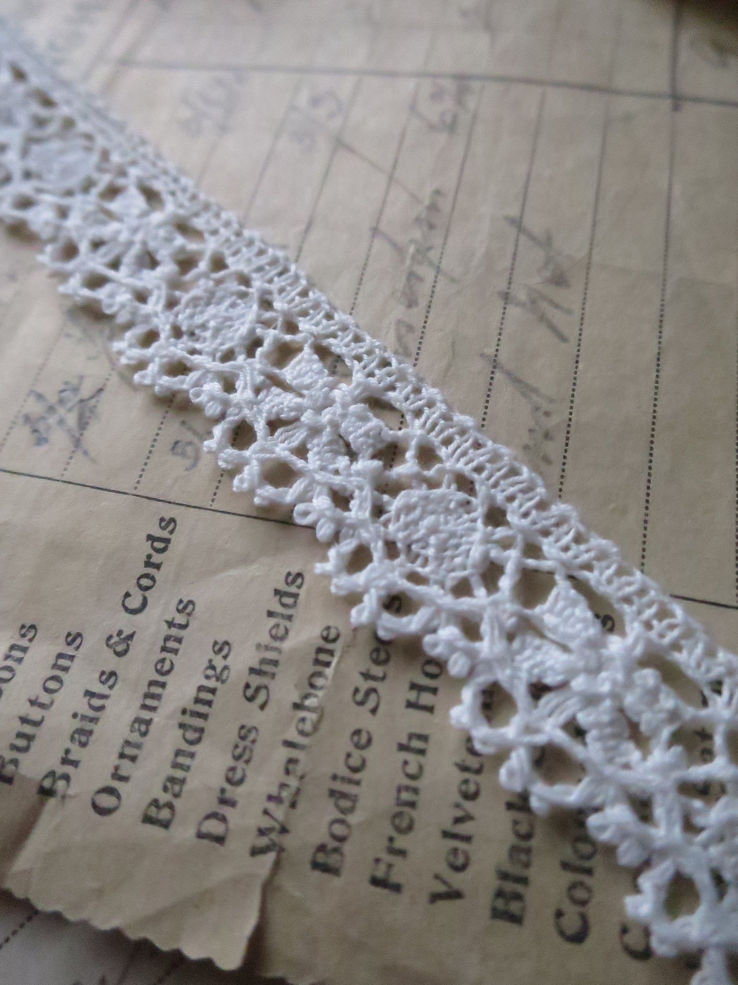 Off White English Nottingham Cluny Lace- Traditional Torchon- 2 cm