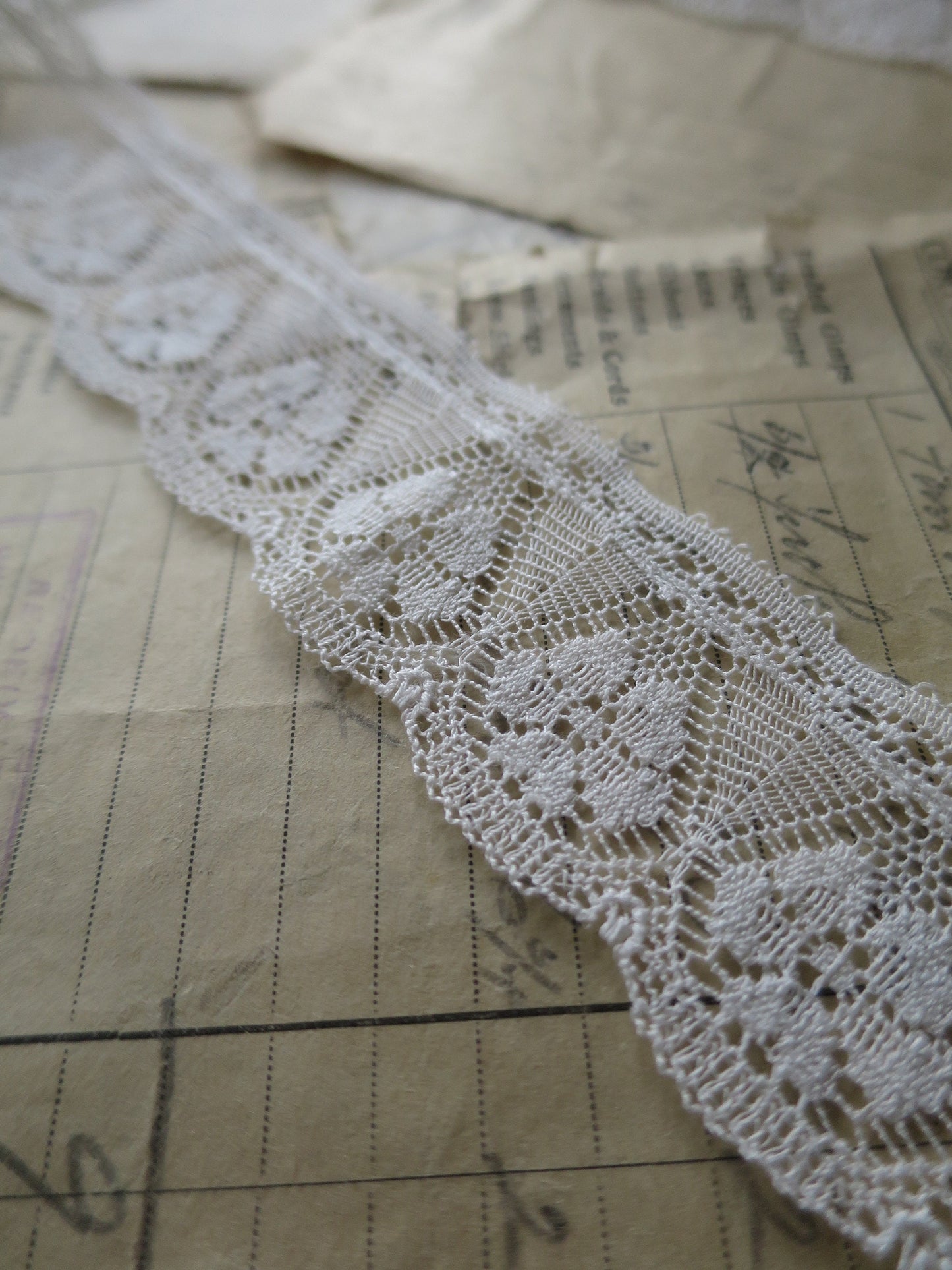 Off White English Nottingham Lace- Fine Floral Torchon- 3.5 cm