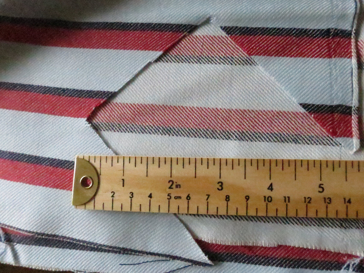 Lightweight Scottish Worsted Wool Fabric- Pale Sky Blue & Red with Navy Stripe Twill Weave- 465 cm/ 183 Inches Length