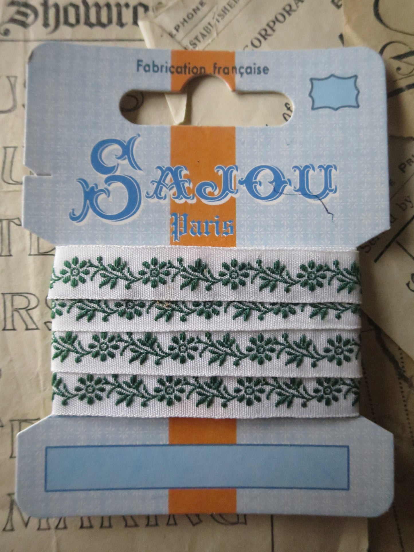 Sajou 12 mm Woven Comptoir Ribbon- Trailing Flower Motifs