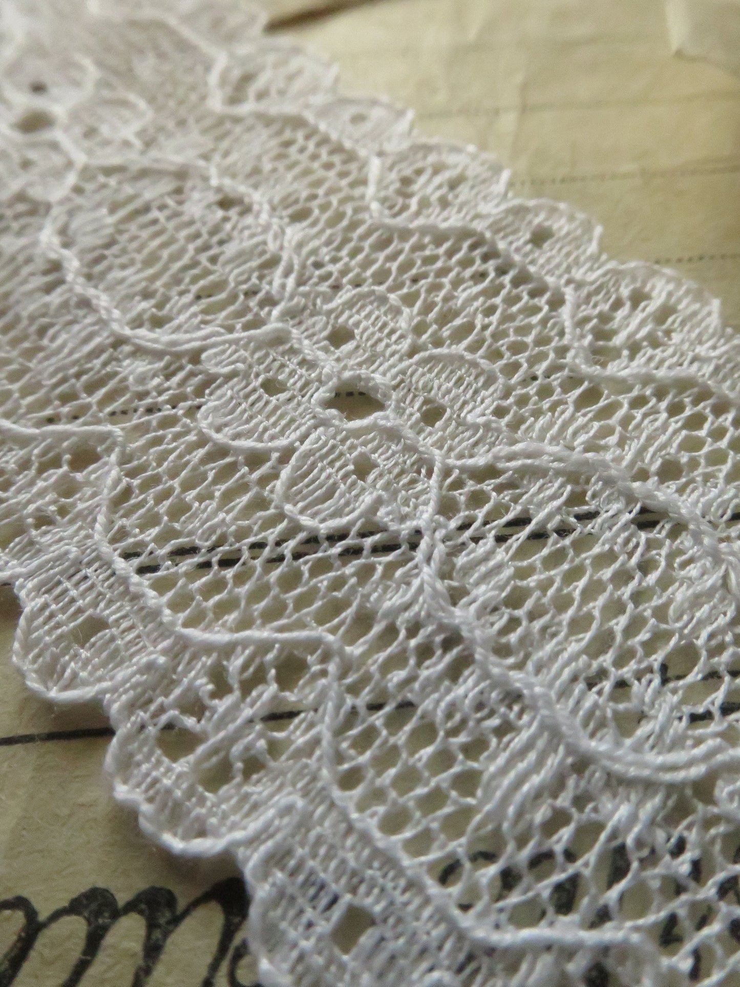 White English Nottingham Lace- Floral Point- Galloon- 3.5 cm