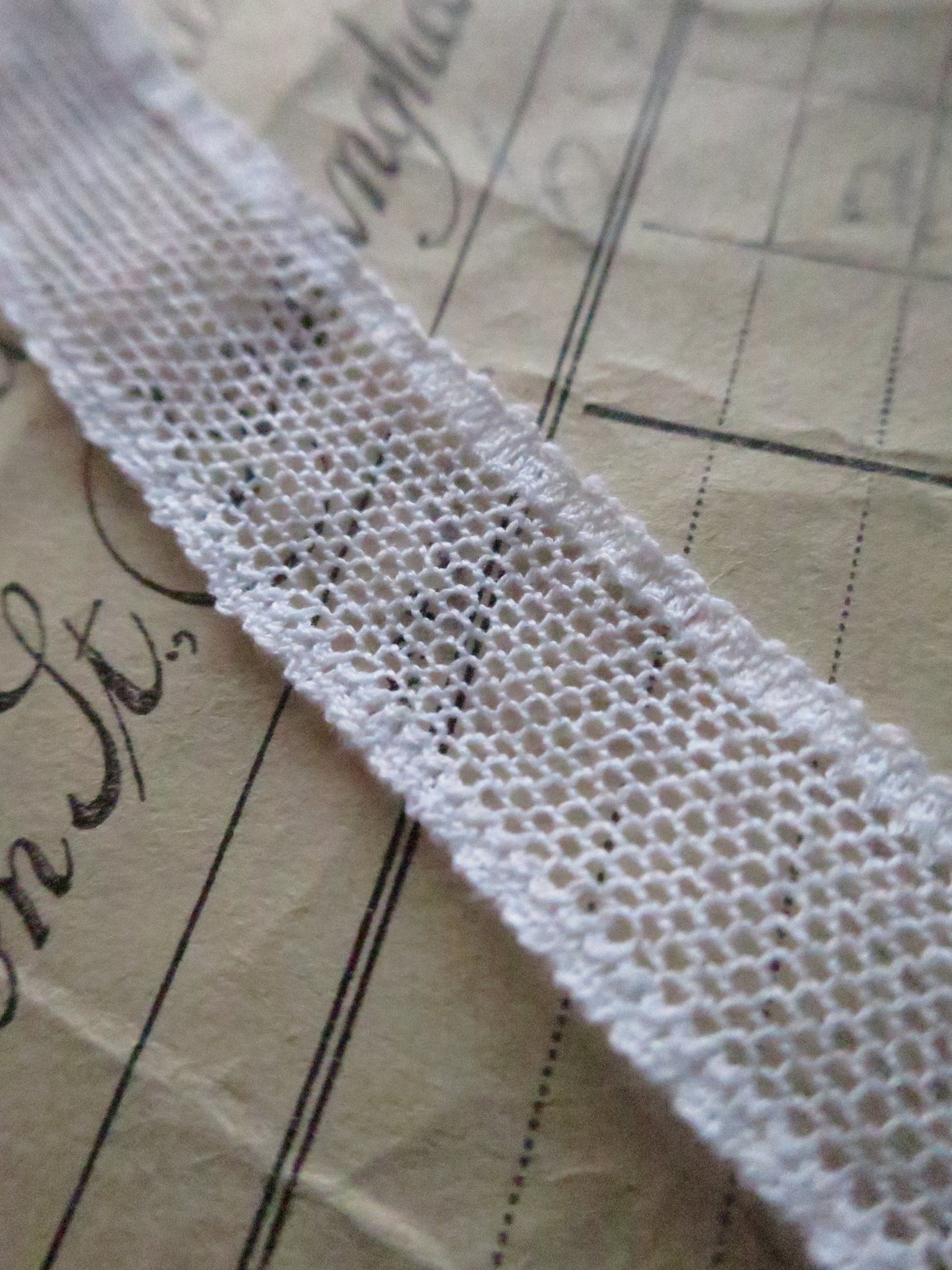 White English Nottingham Lace- Plain Net- Insertion- 1.5 cm