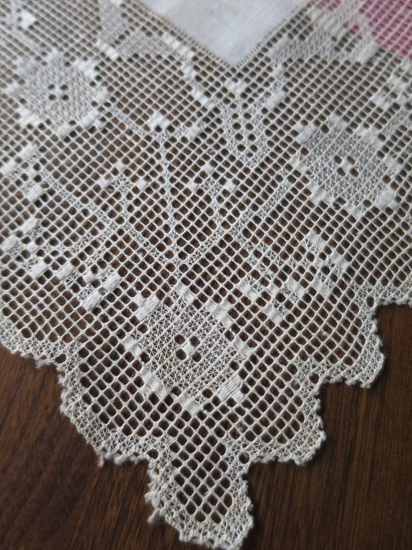 Antique Unused Art Deco Filet Lace Wedding Handkerchief