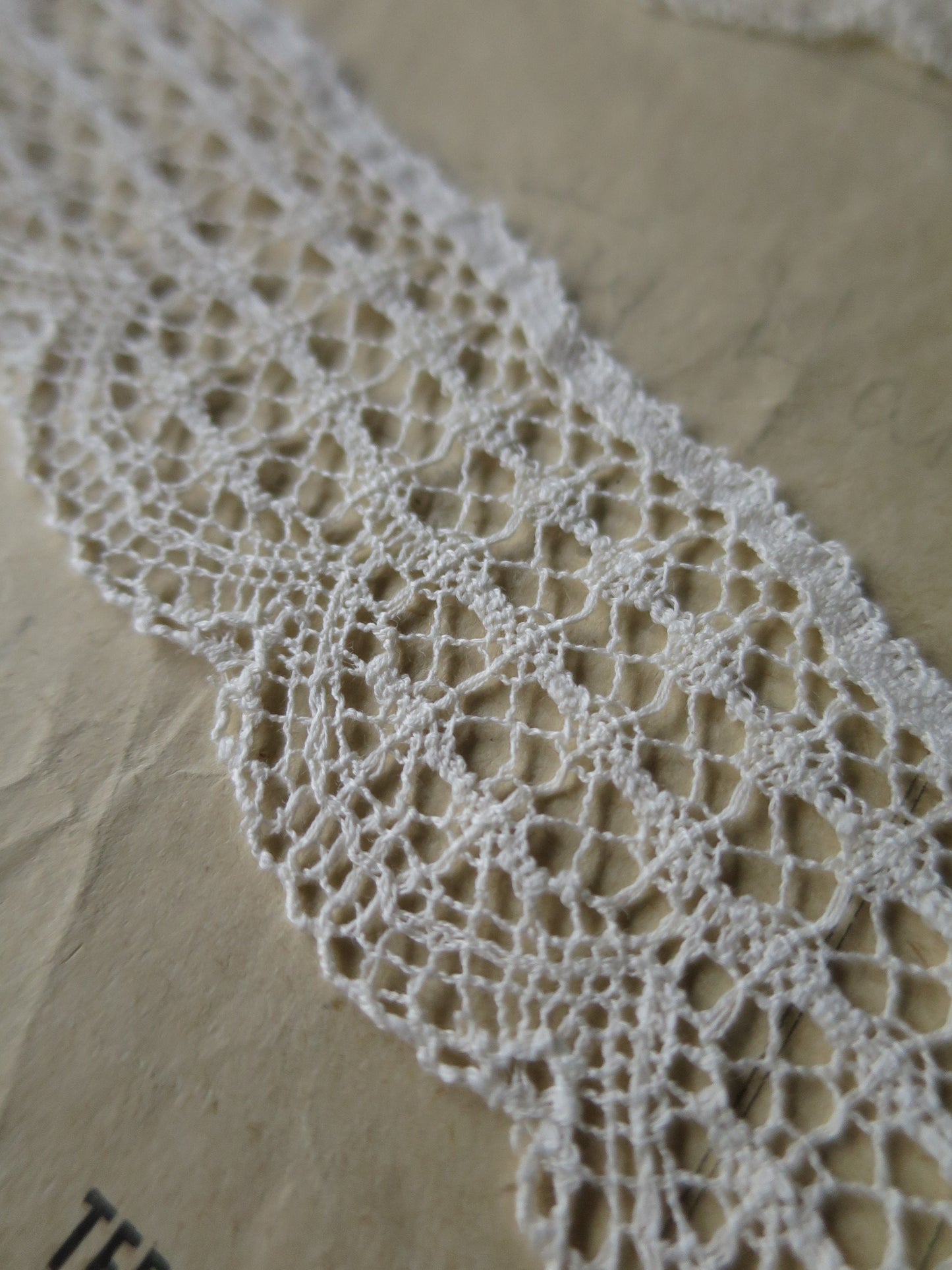 Ecru English Nottingham Lace- Scalloped Net Guipure- 3.5 cm