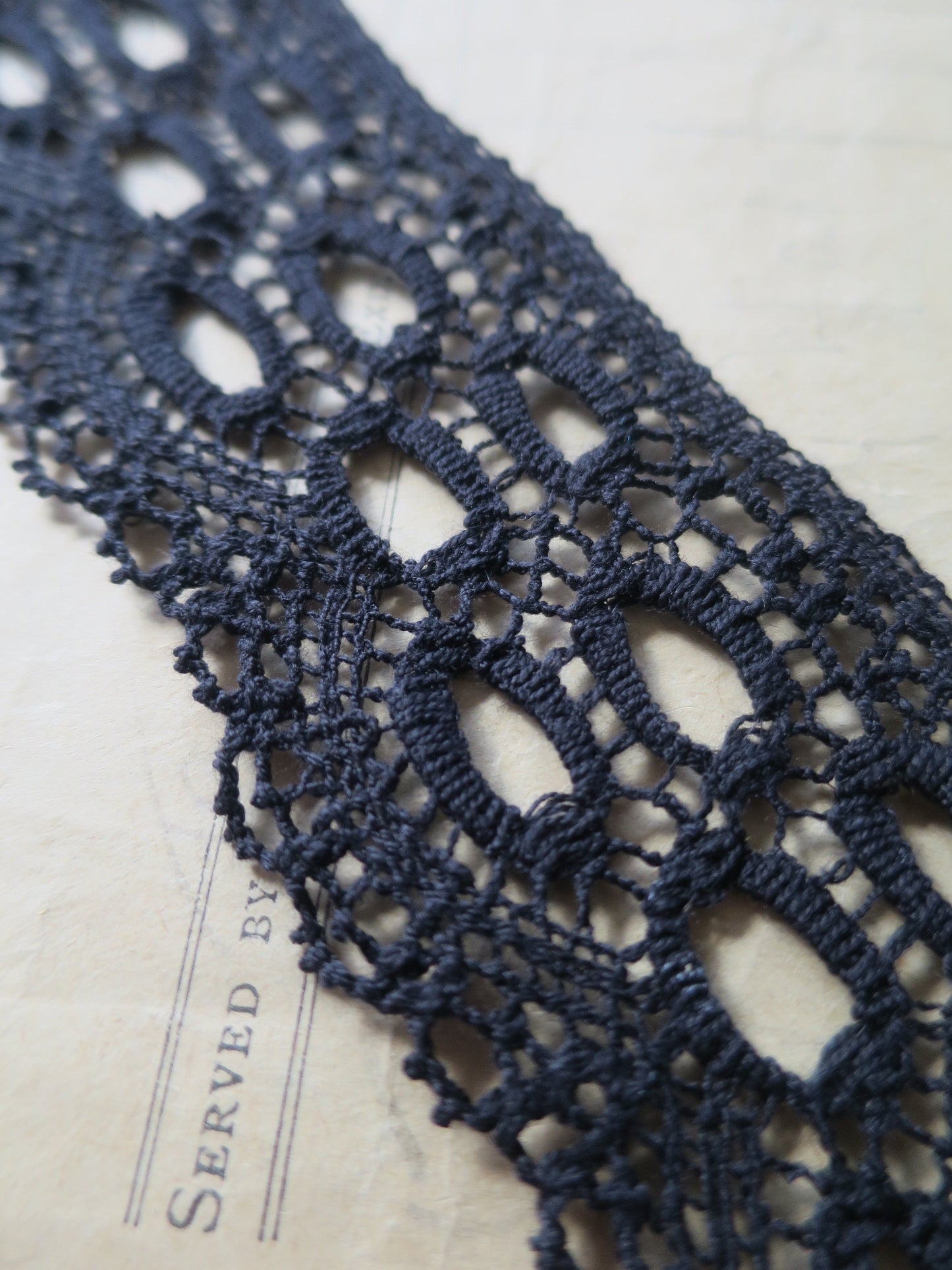 Black English Nottingham Cluny Lace- Oval Holes- 4.7 cm