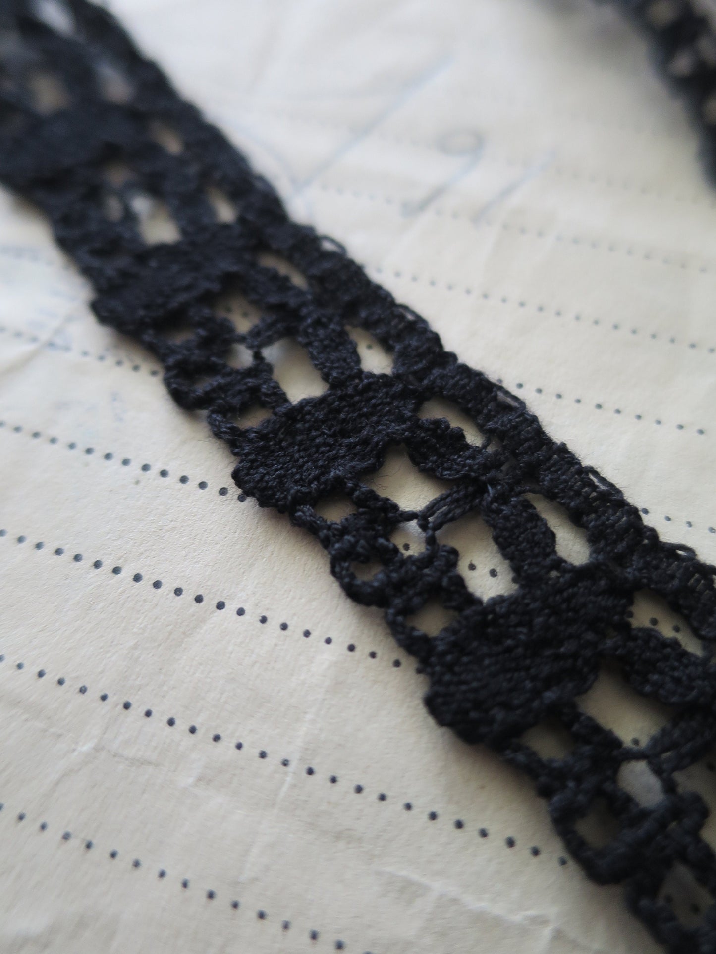 Black English Nottingham Cluny Lace- Teardrops- 2 cm