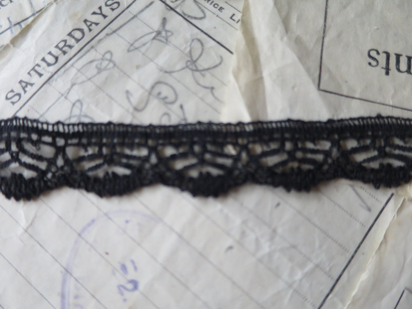 Black English Nottingham Lace- Le Puy/ Bedfordshire/ Guipure- 1.7 cm