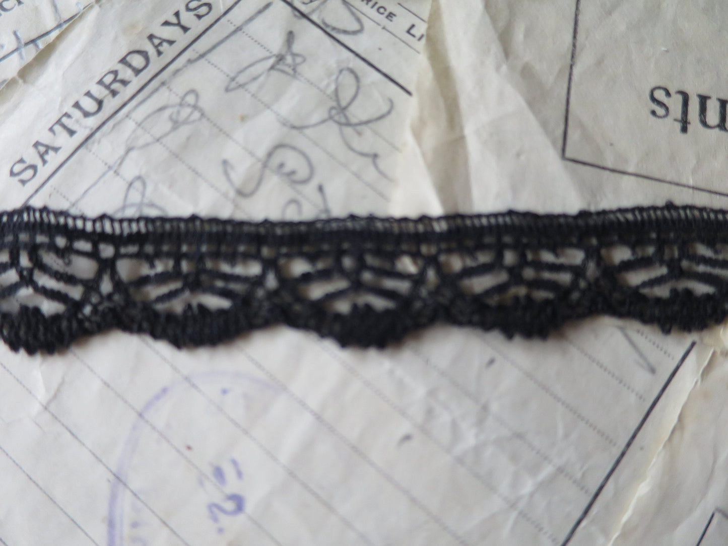 Black English Nottingham Lace- Le Puy/ Bedfordshire/ Guipure- 1.7 cm