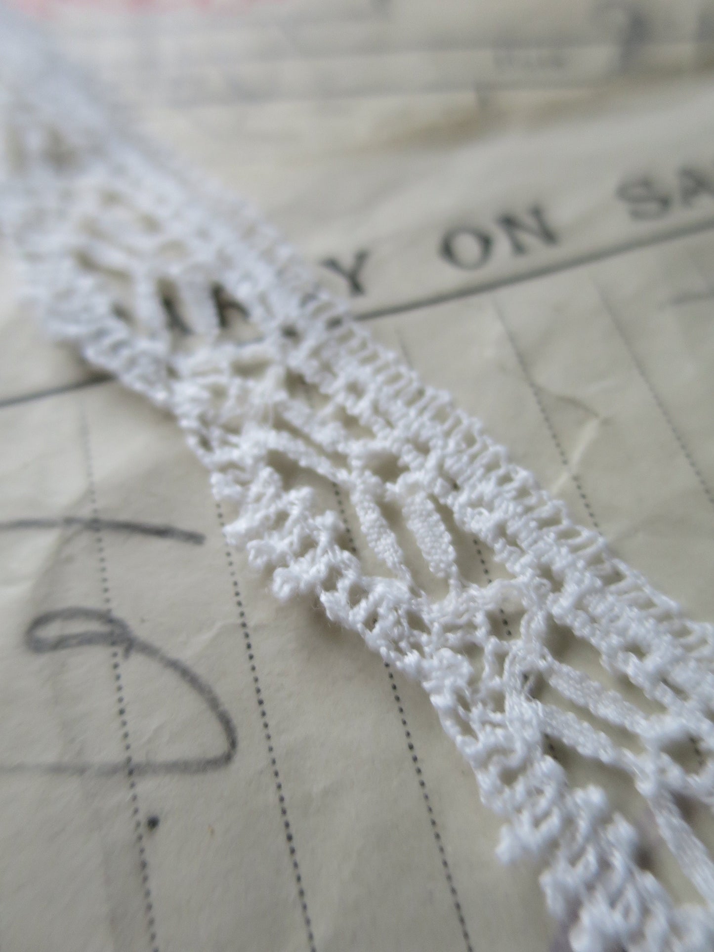 Off White English Nottingham Lace- Le Puy/ Bedfordshire Guipure- 1.7 cm