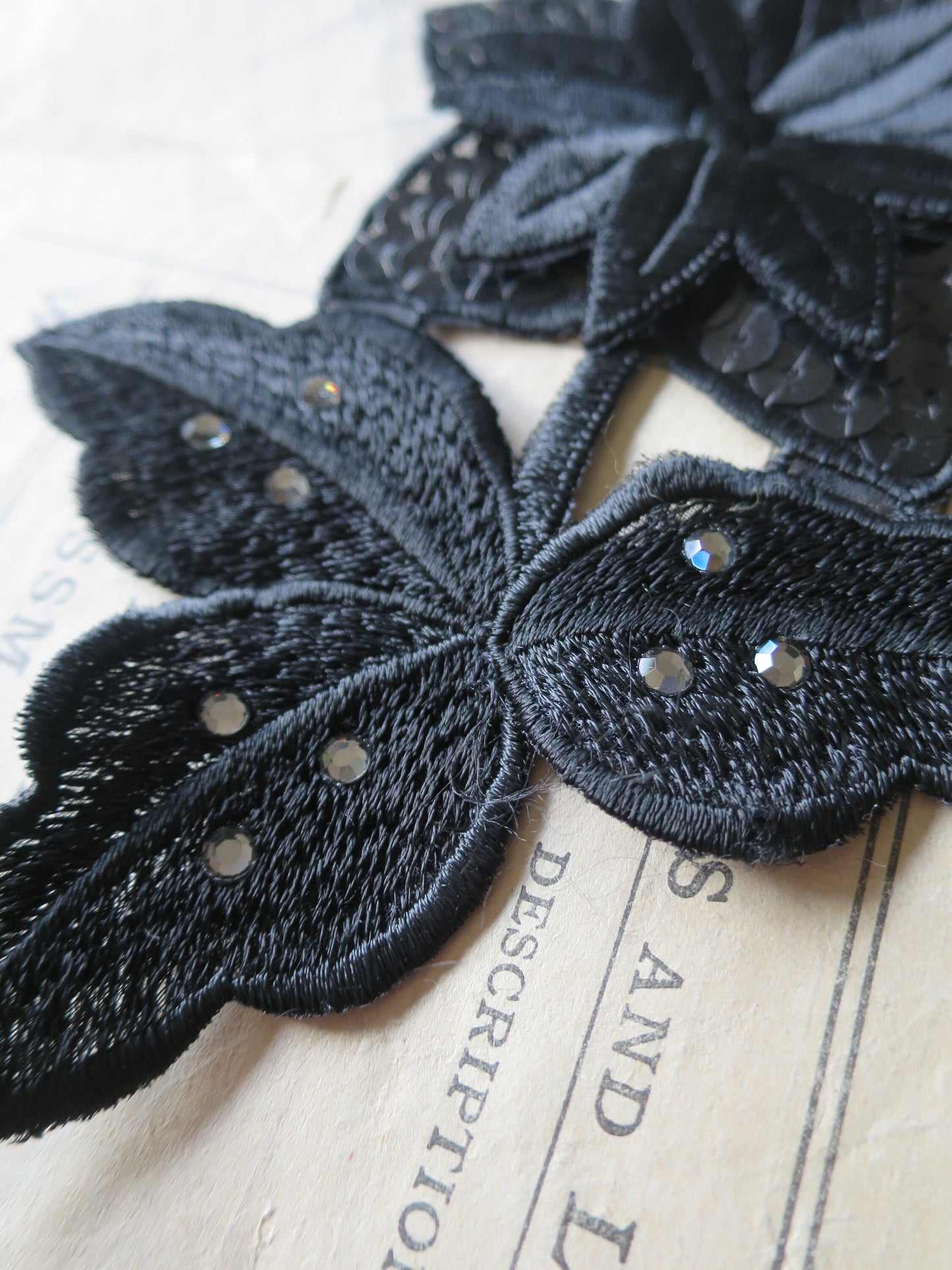 Vintage Swarovski Sequined & Embroidered Flower Applique with Swarovski Rhinestones