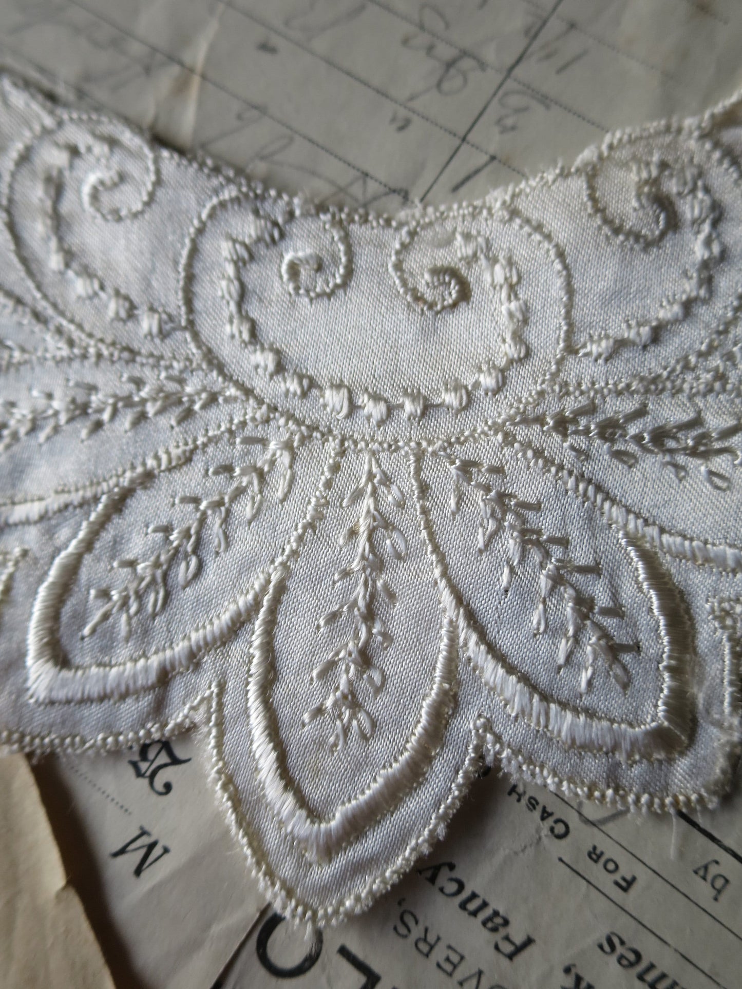 Cream Embroidered Silky Rayon Applique