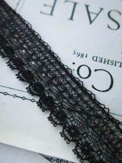 Black English Nottingham Lace- Delicate Lace- 1.7 cm