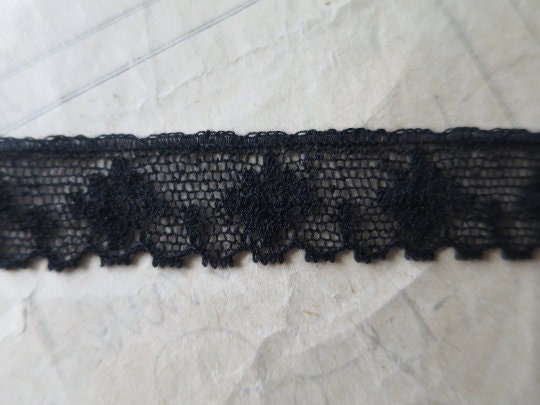 Black English Nottingham Lace- Diamond Spots- 1.7cm