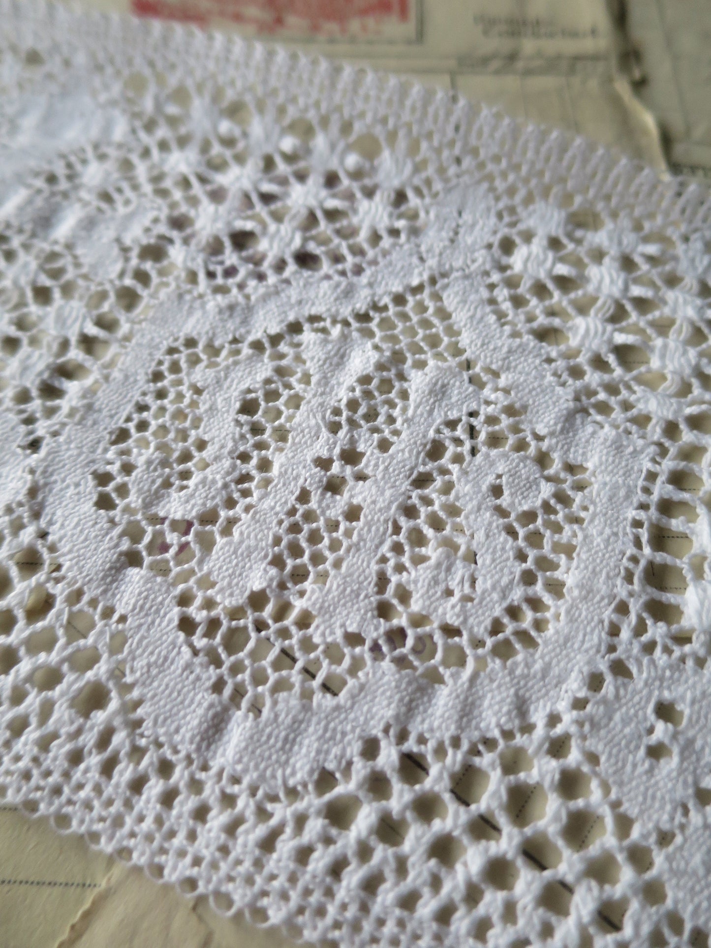 Remnants White English Nottingham Cluny Lace- Liturgical Ecclesiastical Insertion- 12 cm