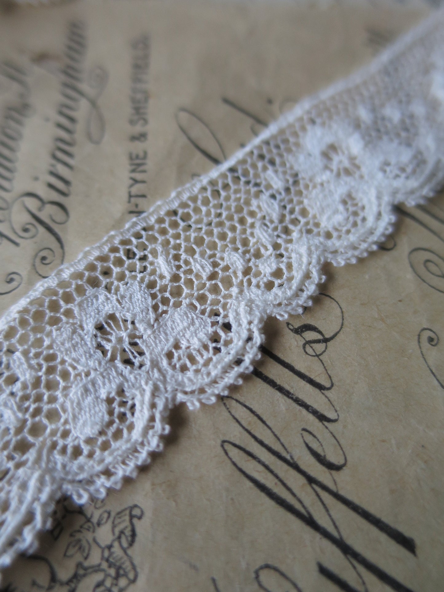 Ecru English Nottingham Lace- Valenciennes Floral Spot- 2.2 cm