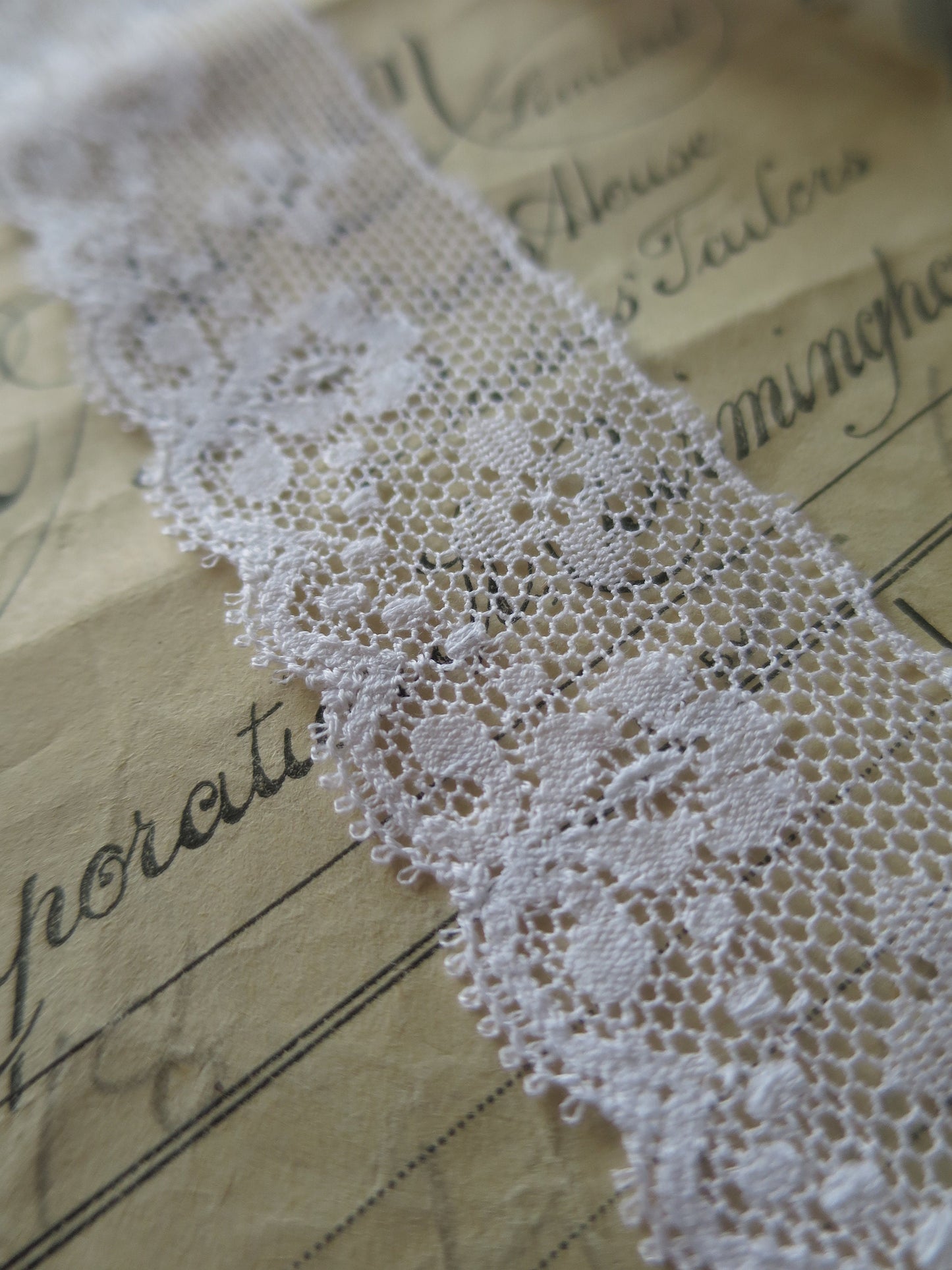White English Nottingham Lace- Valenciennes Floral Spot- 3.5 cm