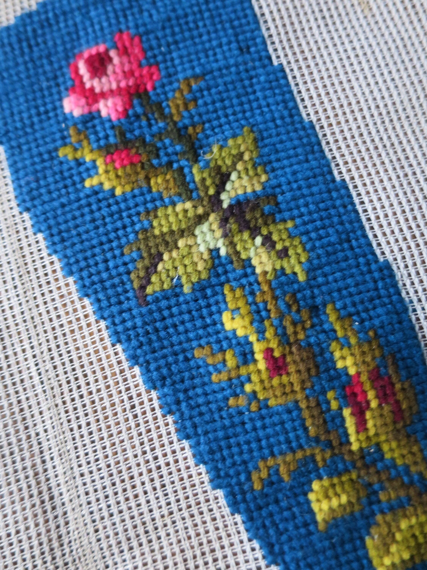 Antique 1860's Unused Hand Worked Berlin Wool Work Tapestry Slipper Fronts