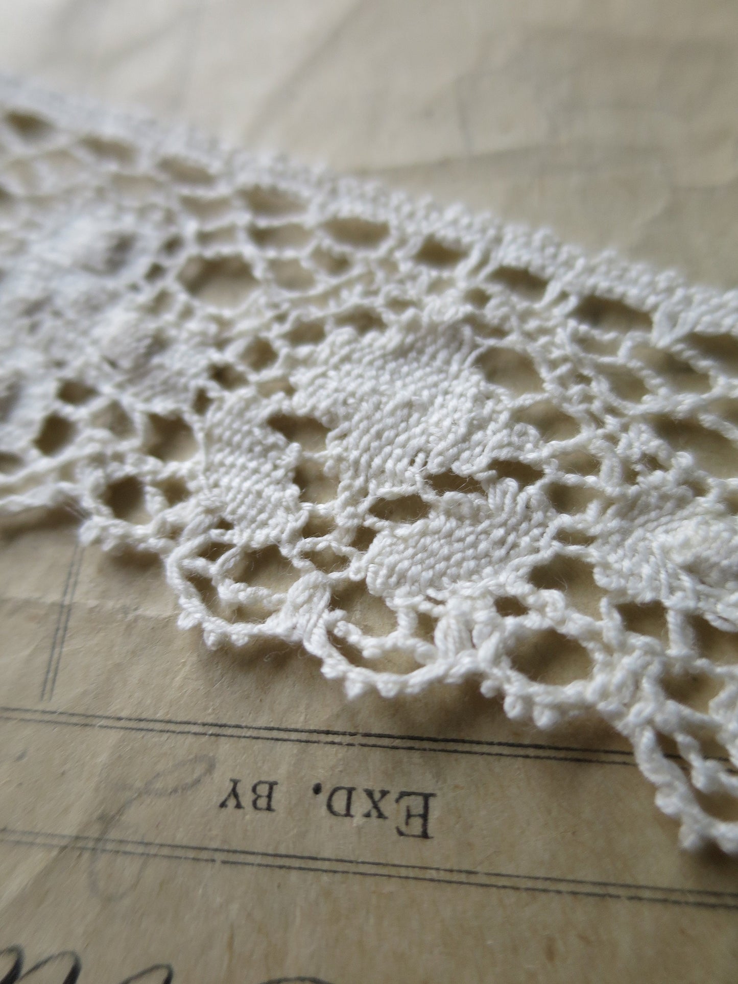 Ecru English Nottingham Cluny Lace- Diamond & Raised Spots Torchon Guipure - 4.3 cm