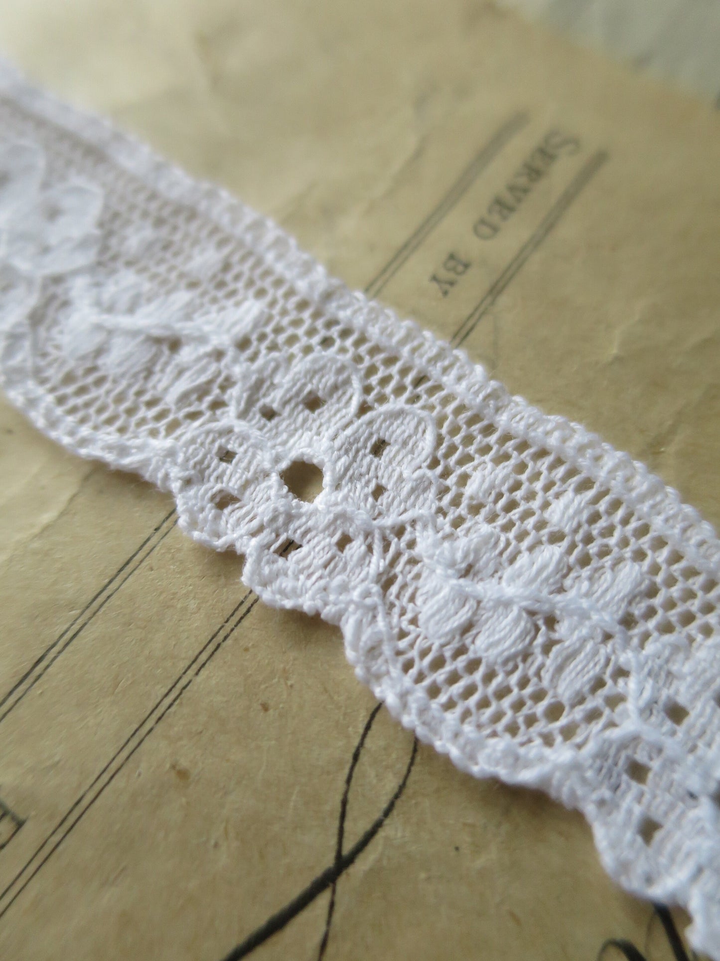 White English Nottingham Lace- Floral Point Lace- 1.8 cm