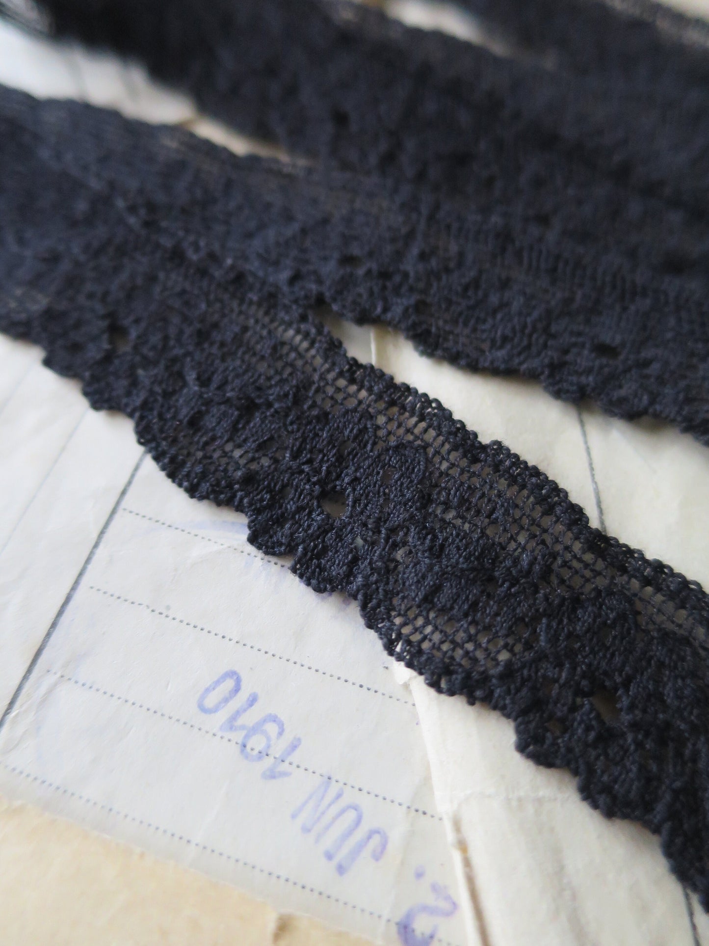 Black English Nottingham Lace- Floral Point Lace- 1.8 cm