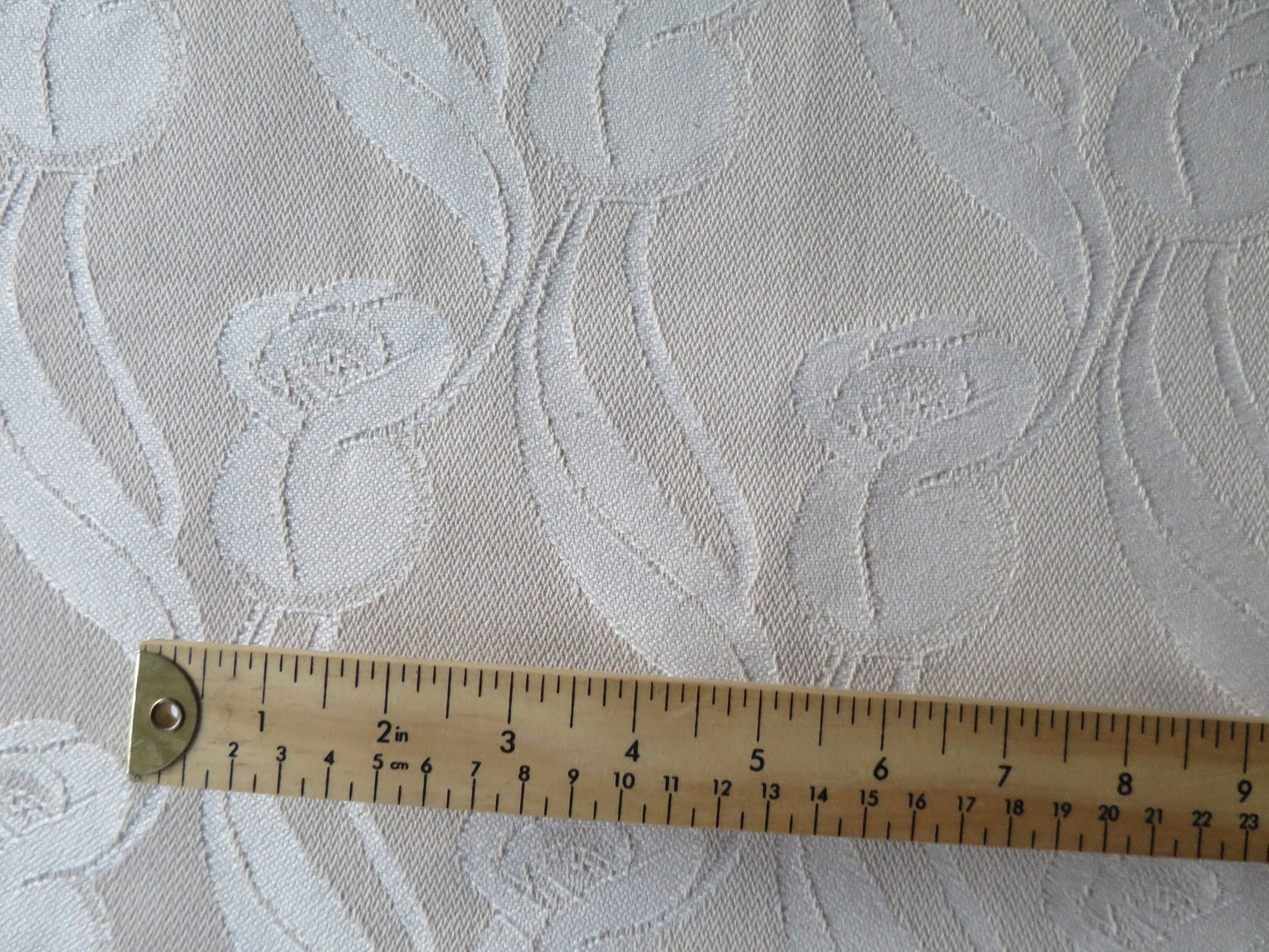 Handwoven Scottish Damask- Margaret Macdonald Mackintosh Roses- Beige- By the Meter- Home Furnishings- Upholstery