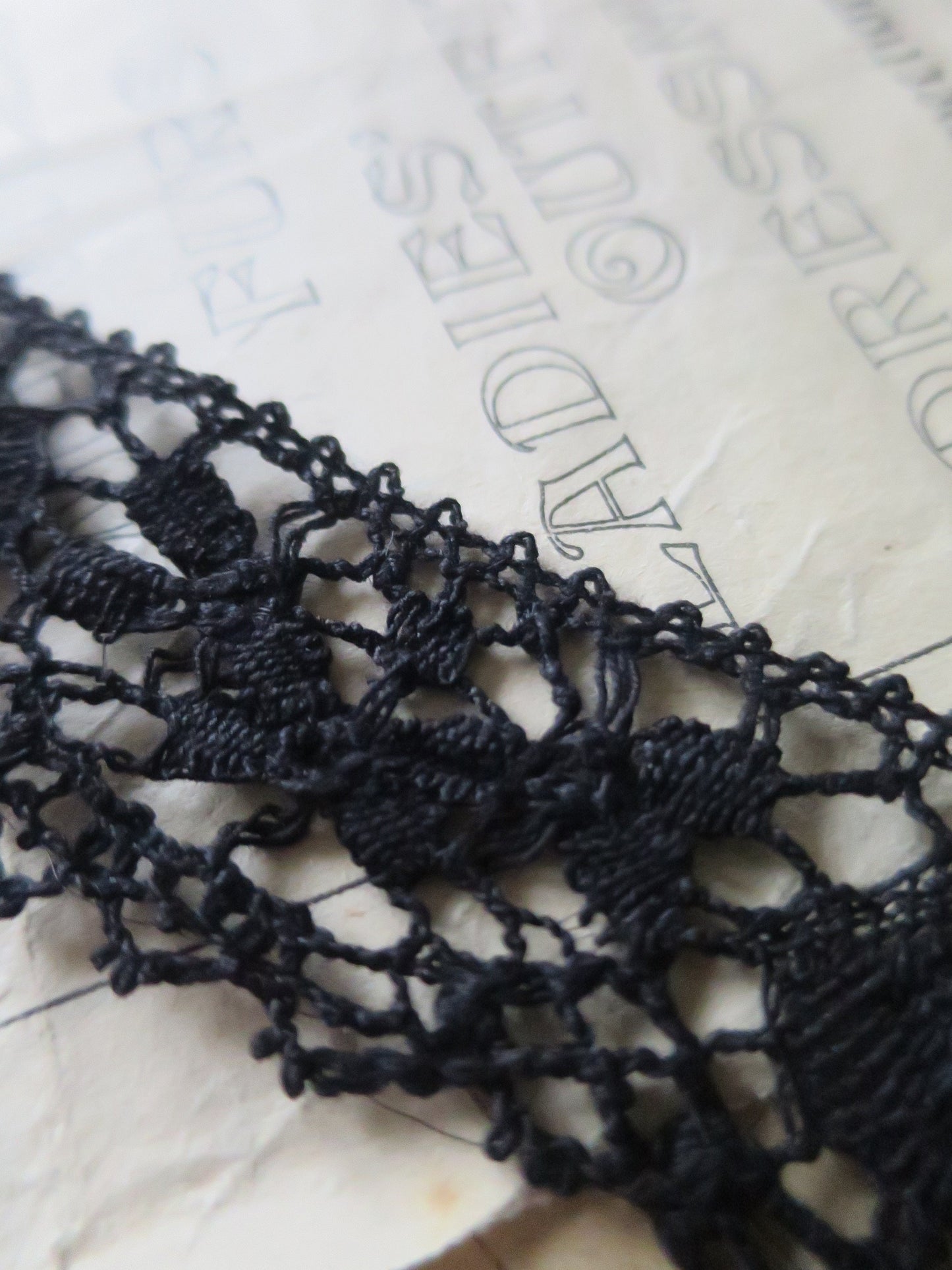 Black English Nottingham Cluny Lace- Traditional Torchon Ovals- 4.3 cm