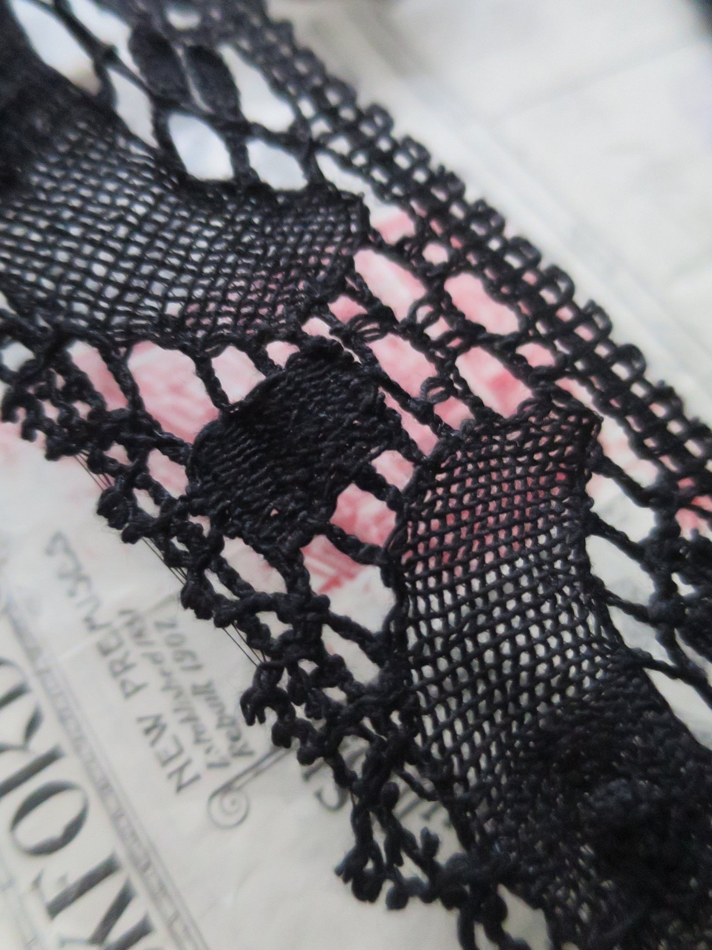 Black English Nottingham Cluny Lace- Torchon Crescents- 5.5 cm