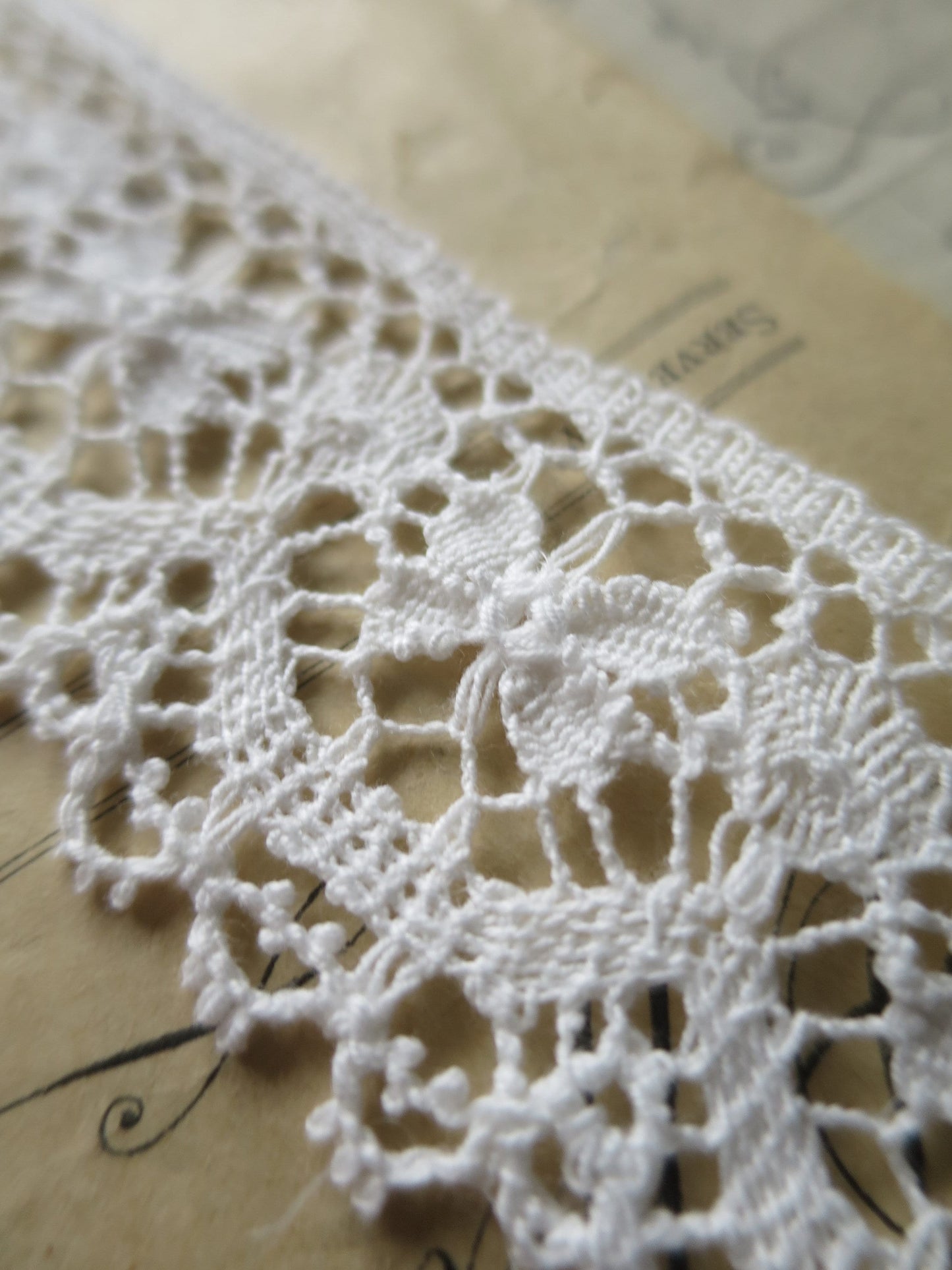 Off White English Nottingham Cluny Lace- Traditional Torchon Butterflies- 4.3 cm