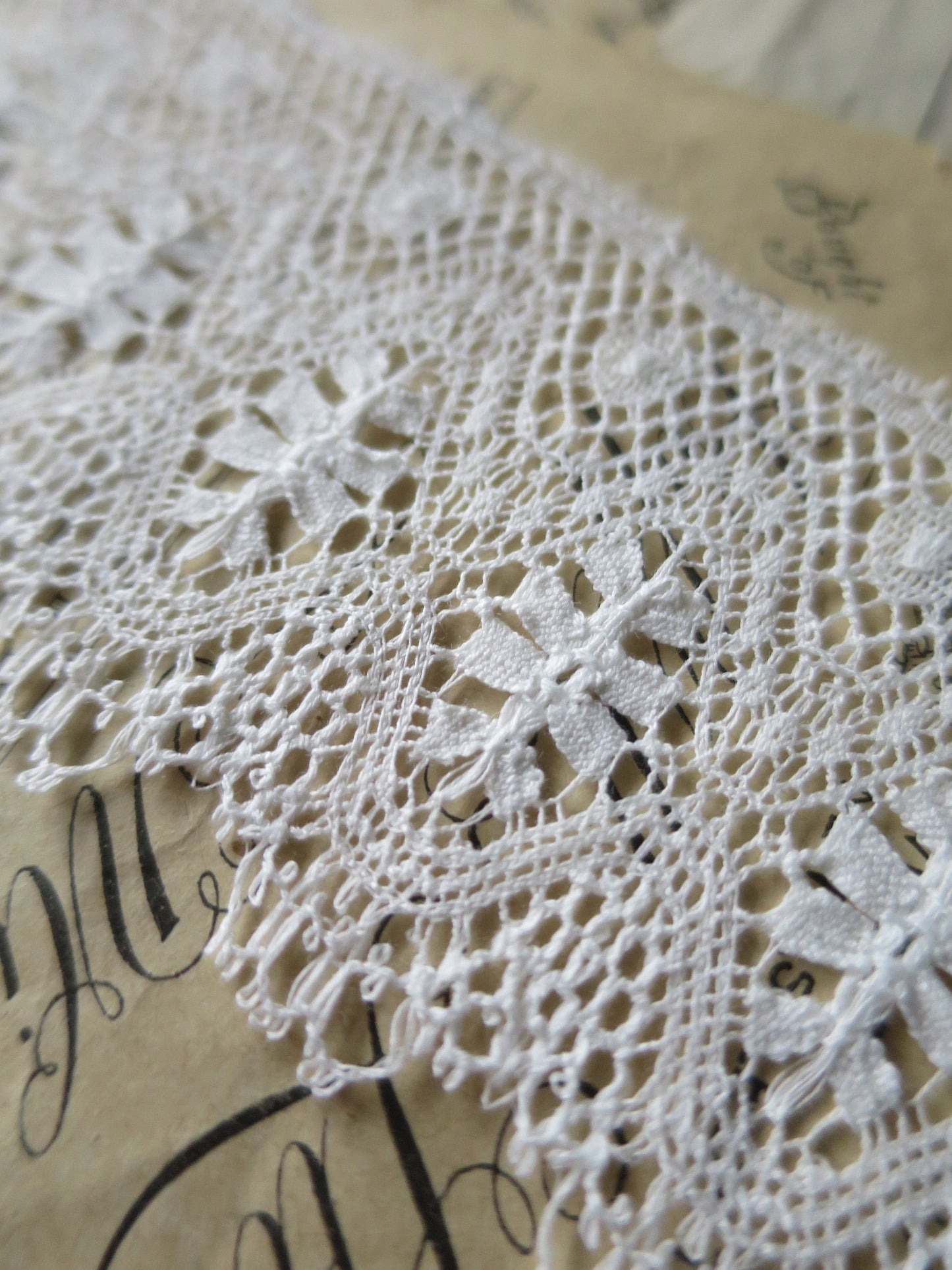 Off White English Nottingham Lace- Le Puy/ Bedfordshire Guipure- 5.5 cm