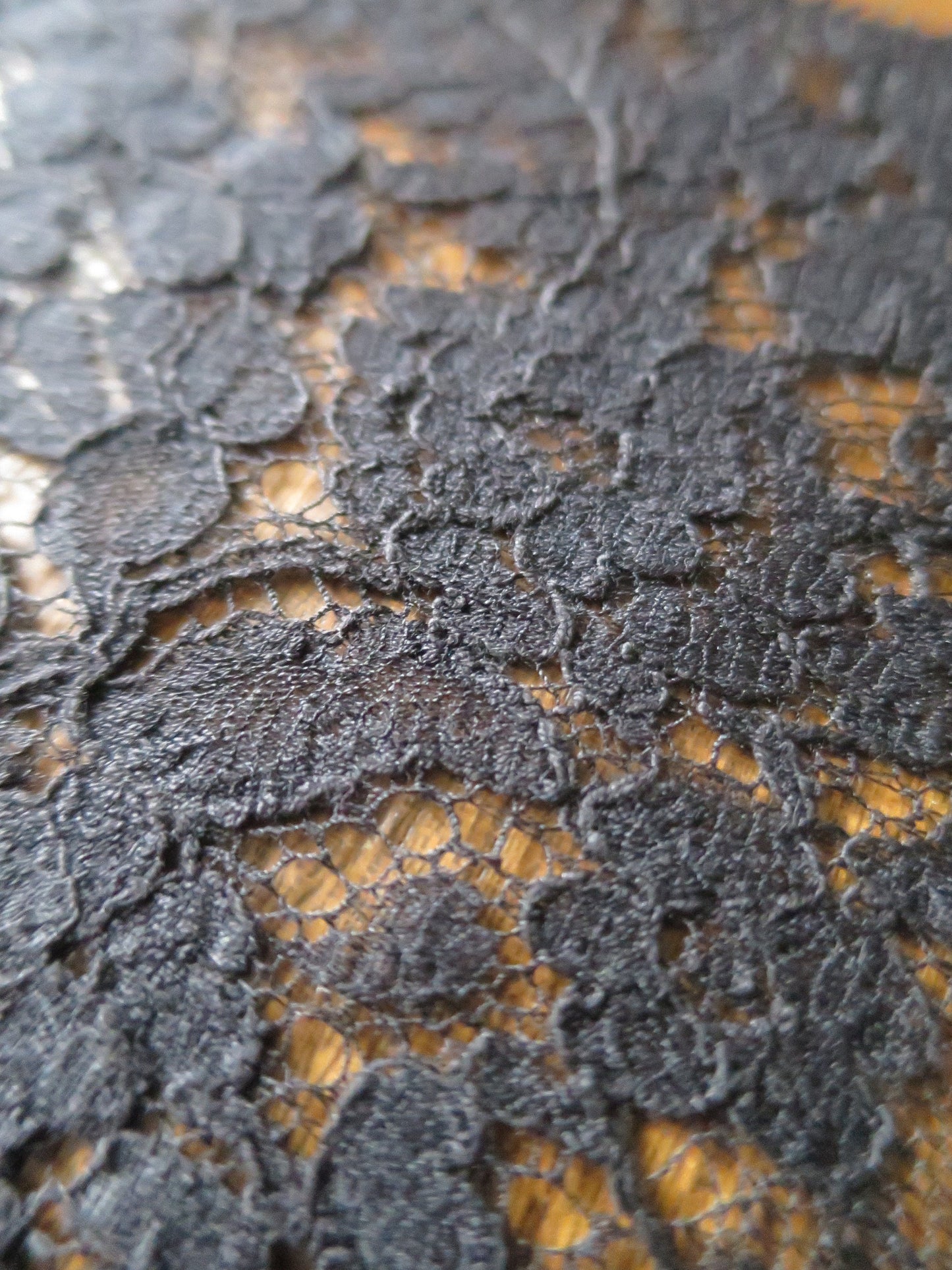 Black English Nottingham Lace- Floral Honiton- 30 cm