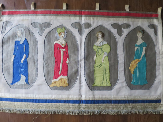 Vintage Hand Embroidered Applique Wall Hanging